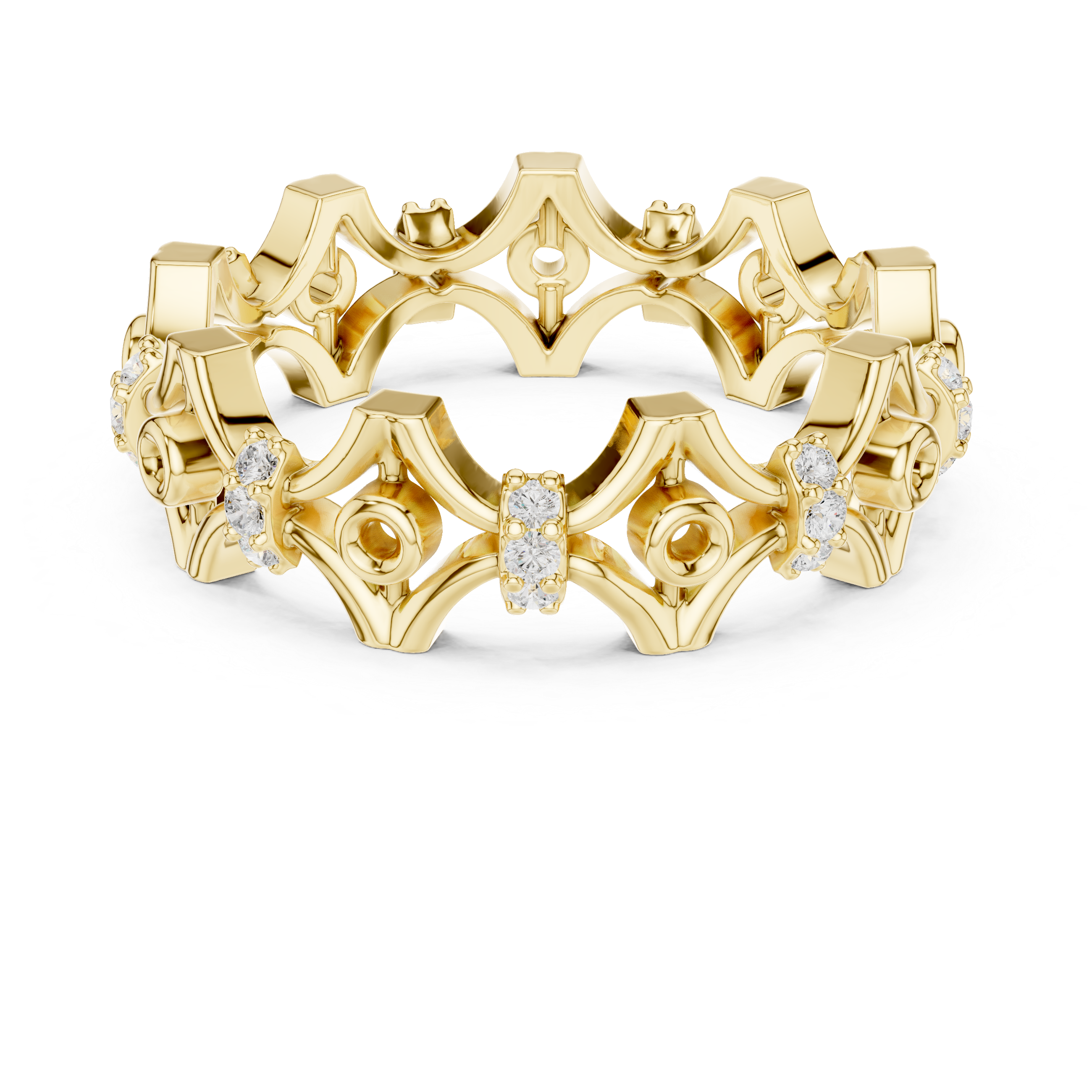 Vintage Floral Diamond Eternity Band Ring