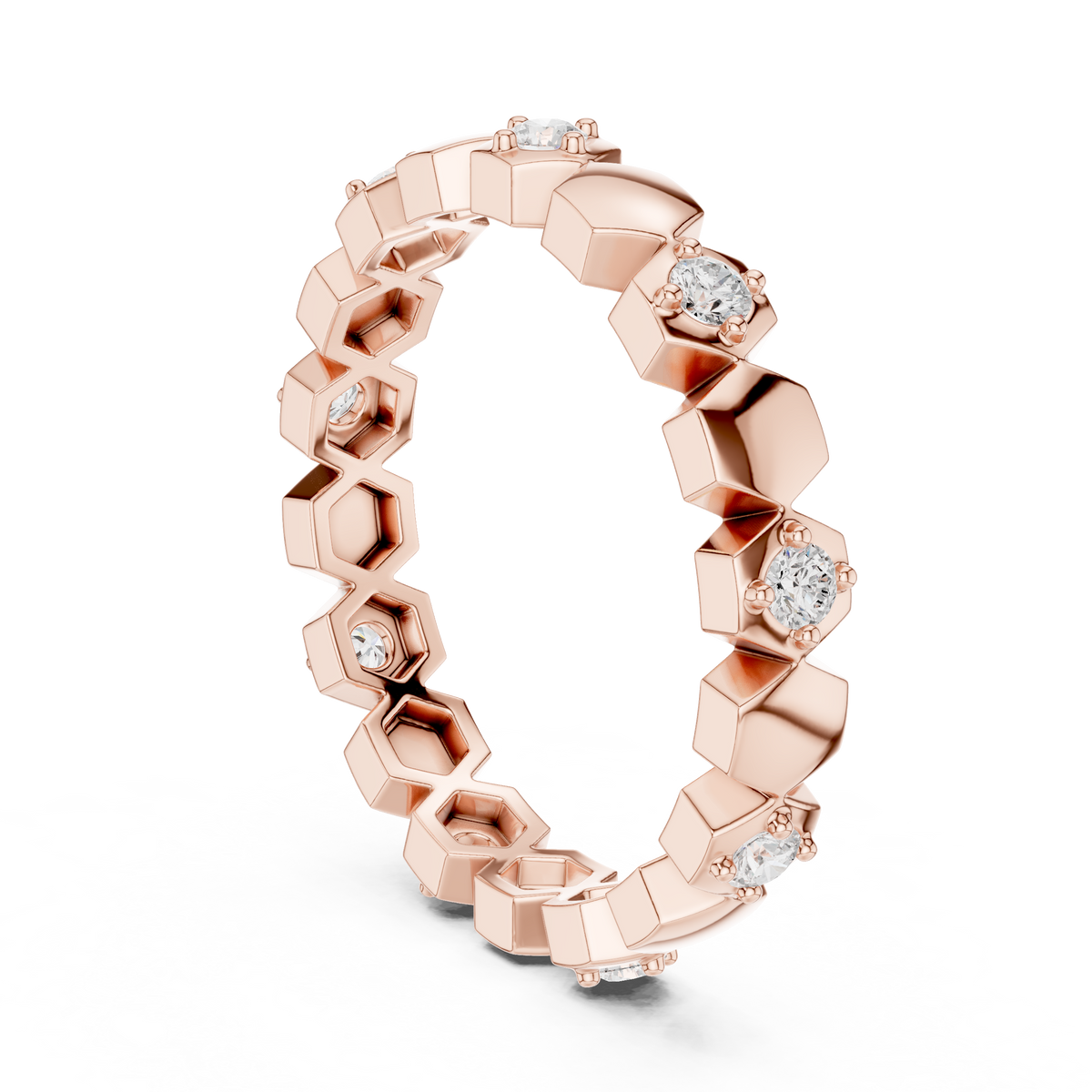 Minimal Diamond Eternity Band Ring in Gold – view 6 of 12, lab grown diamond band | Jewelix Atelier