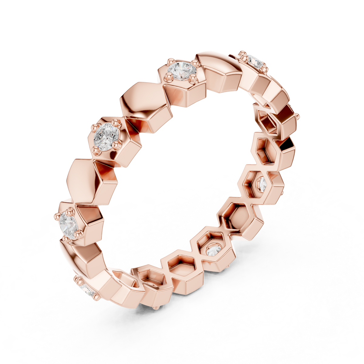 Minimal Diamond Eternity Band Ring in Gold – view 7 of 12, lab grown diamond band | Jewelix Atelier