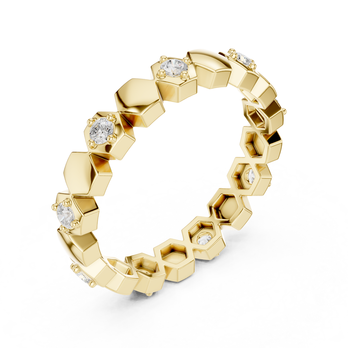 Minimal Diamond Eternity Band Ring in Gold – view 10 of 12, lab grown diamond band | Jewelix Atelier