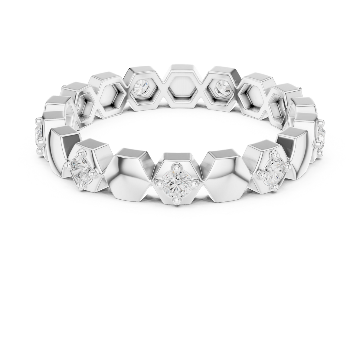 Minimal Diamond Eternity Band Ring in Gold – view 4 of 12, lab grown diamond band | Jewelix Atelier