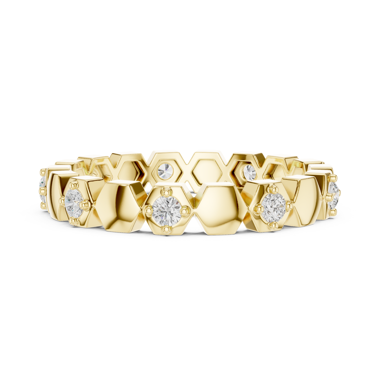 Minimal Diamond Eternity Band Ring in Gold – view 11 of 12, lab grown diamond band | Jewelix Atelier