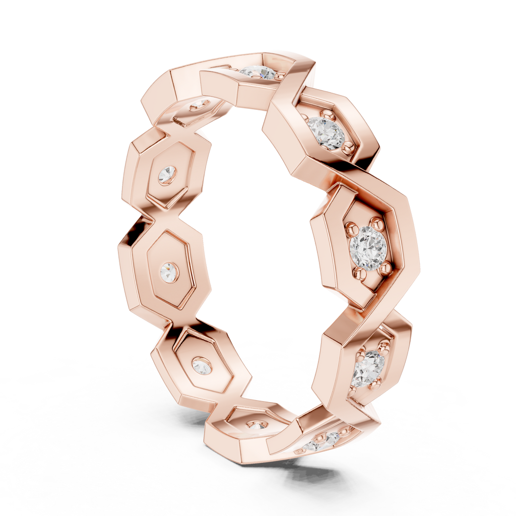 Modern Diamond Pattern Wedding Band Ring