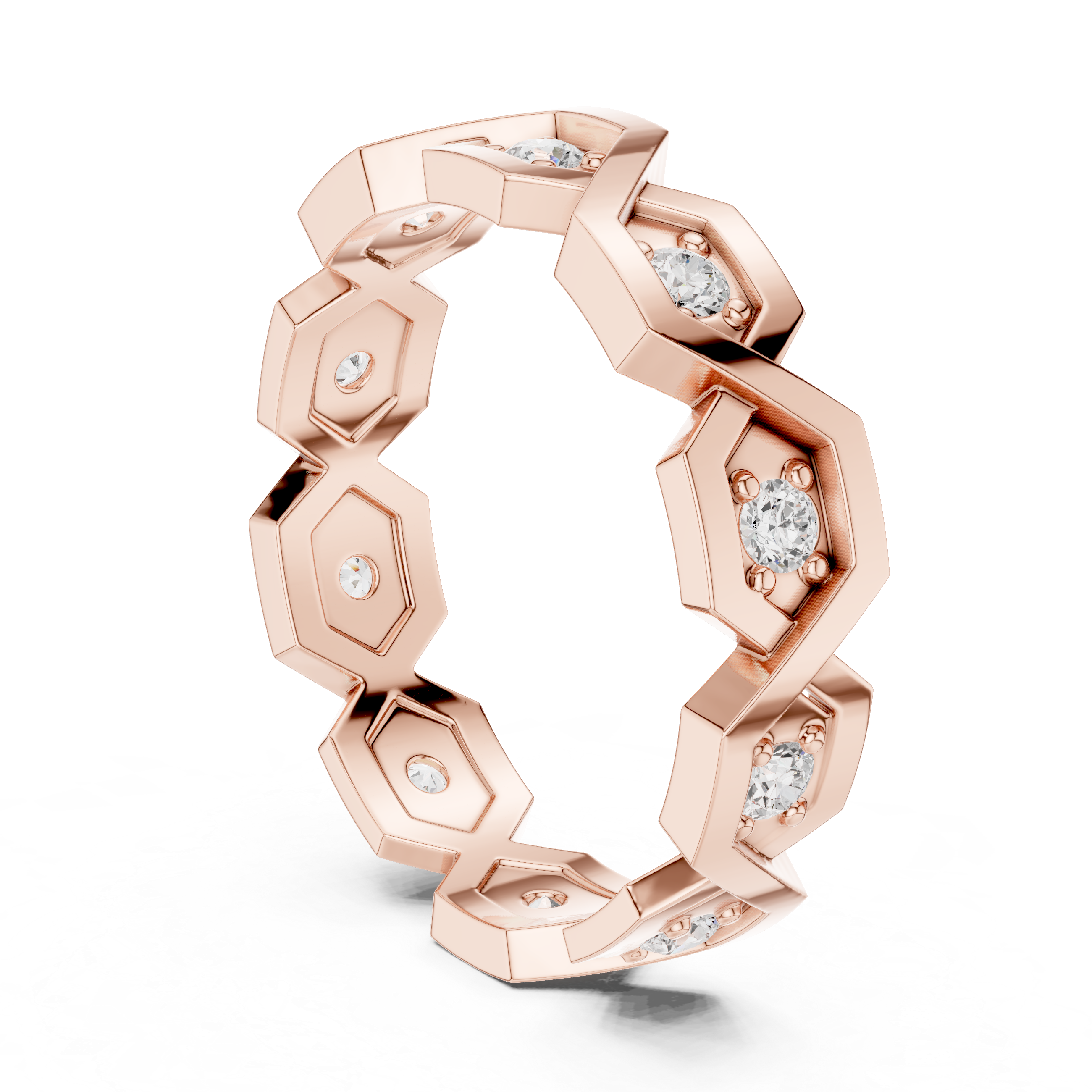 Modern Diamond Pattern Wedding Band Ring
