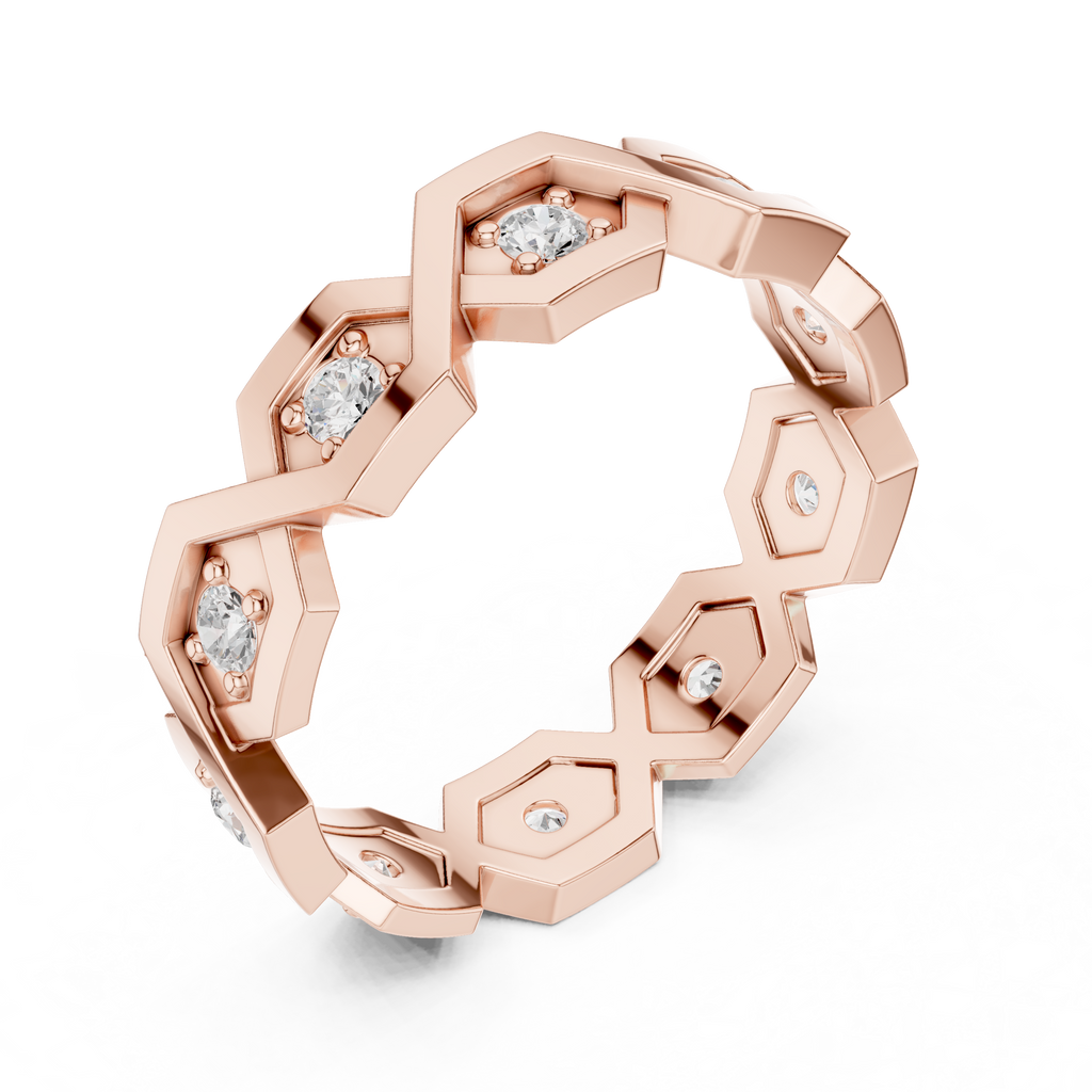 Modern Diamond Pattern Wedding Band Ring