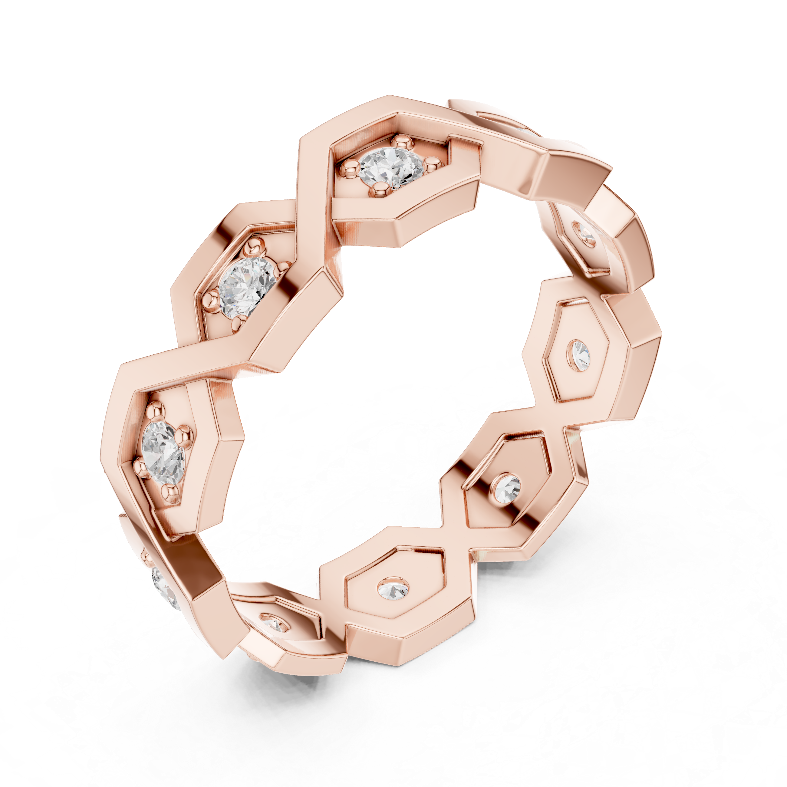 Modern Diamond Pattern Wedding Band Ring