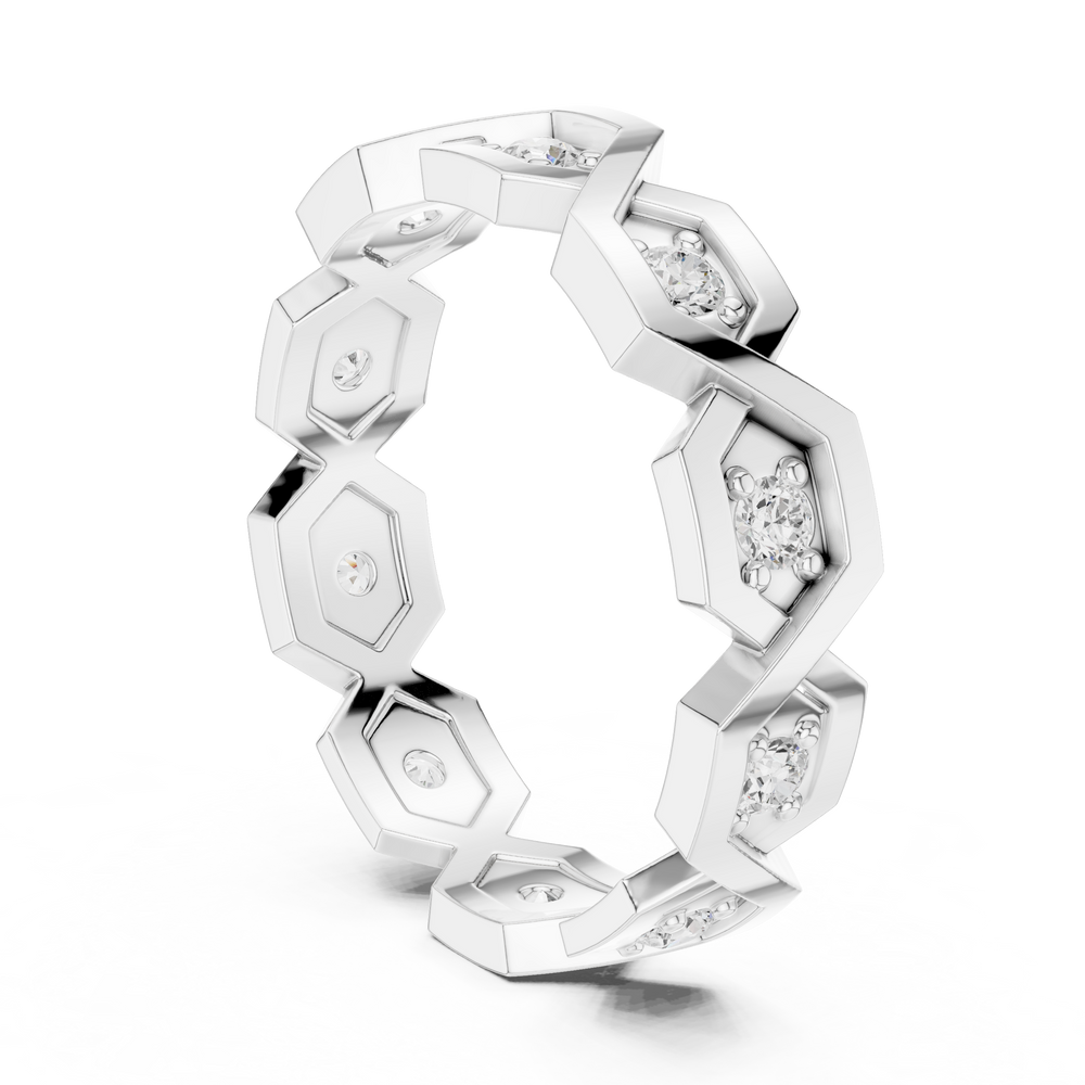 Modern Diamond Pattern Wedding Band Ring