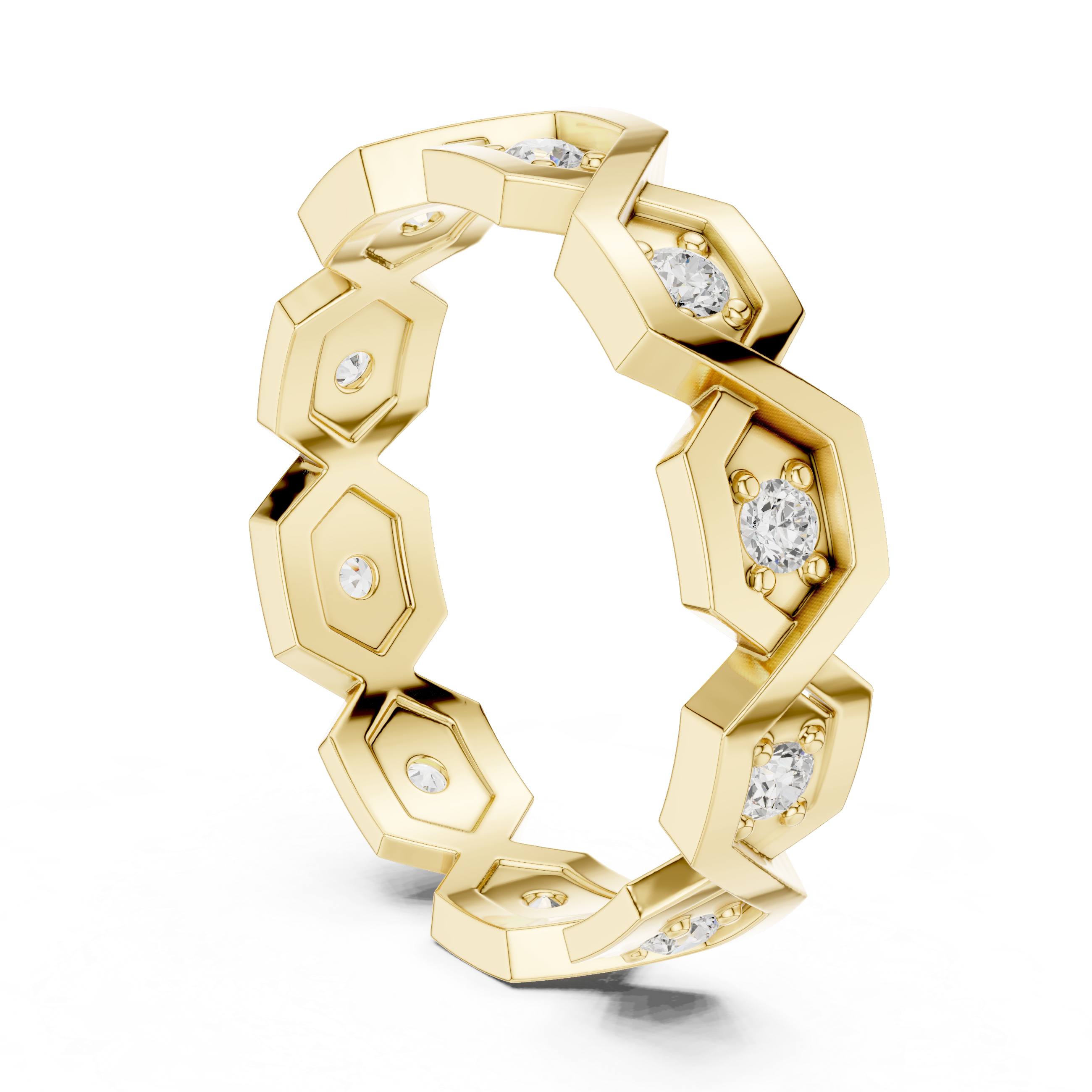 Modern Diamond Pattern Wedding Band Ring