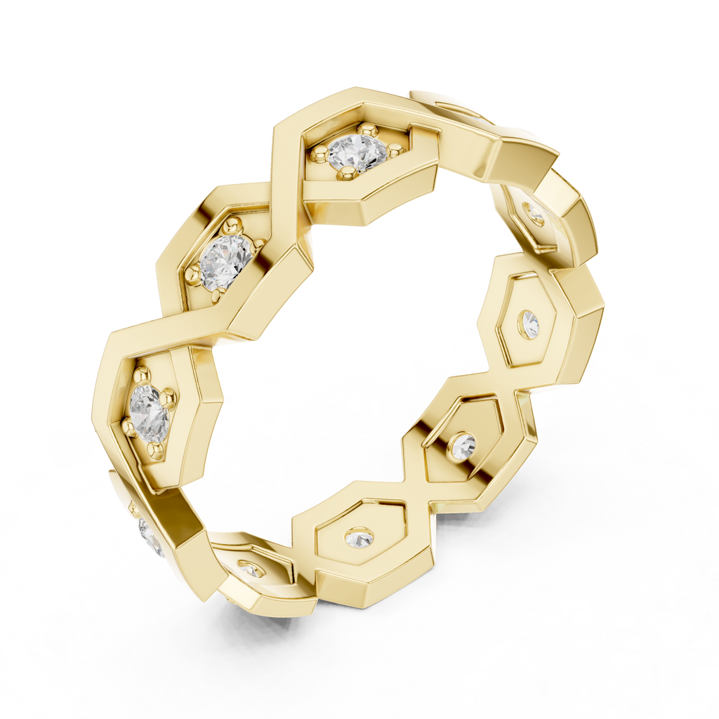 Modern Diamond Pattern Wedding Band Ring