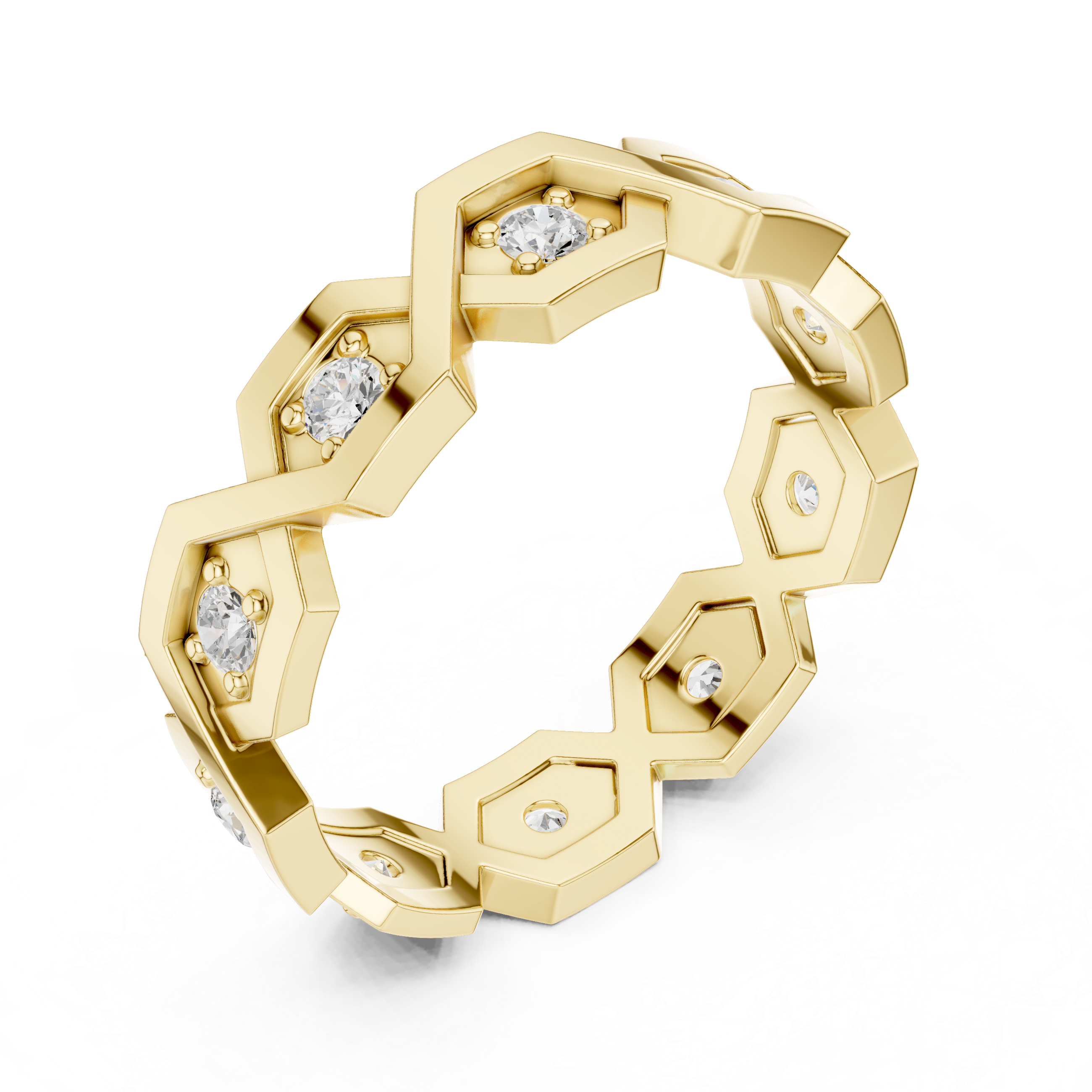 Modern Diamond Pattern Wedding Band Ring