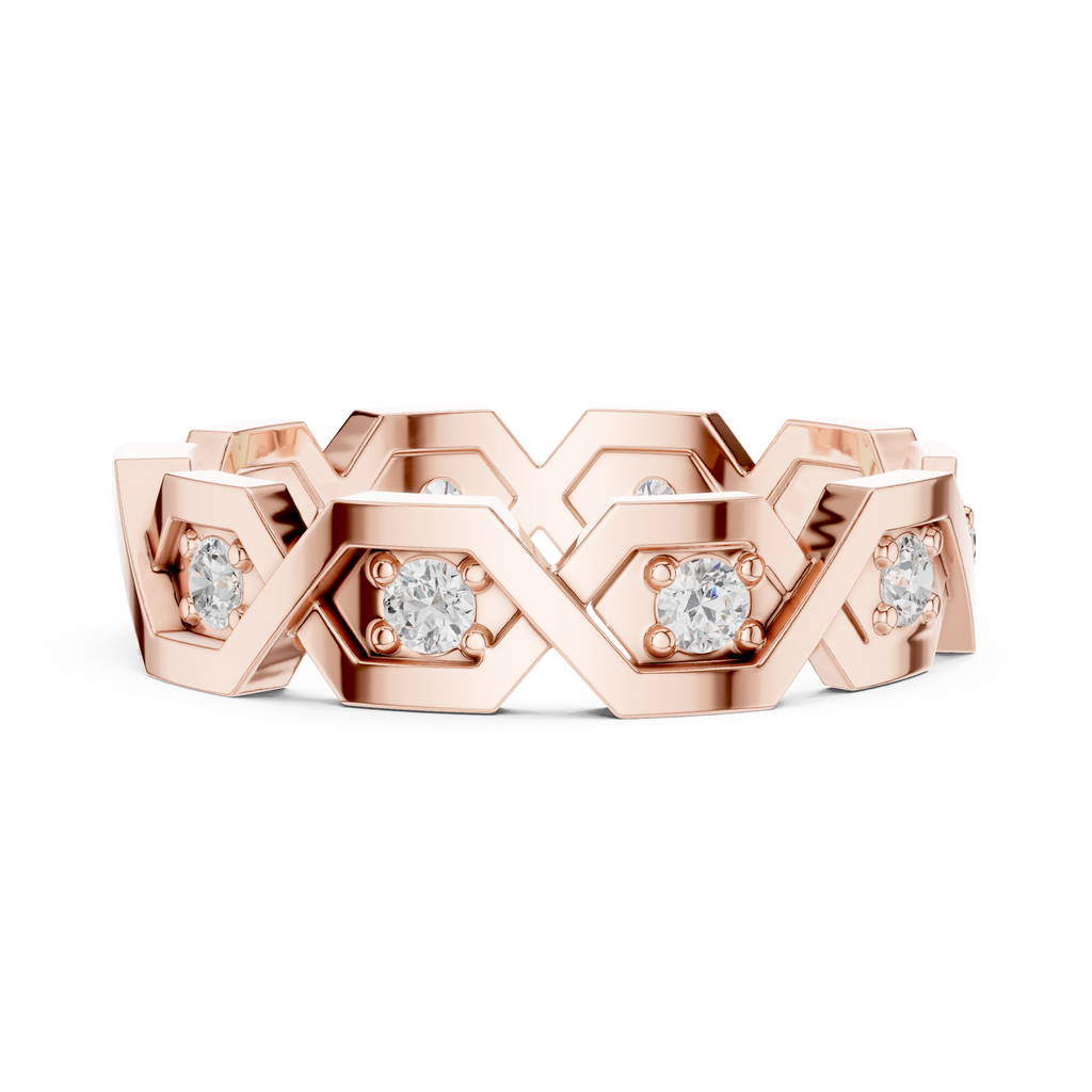 Modern Diamond Pattern Wedding Band Ring