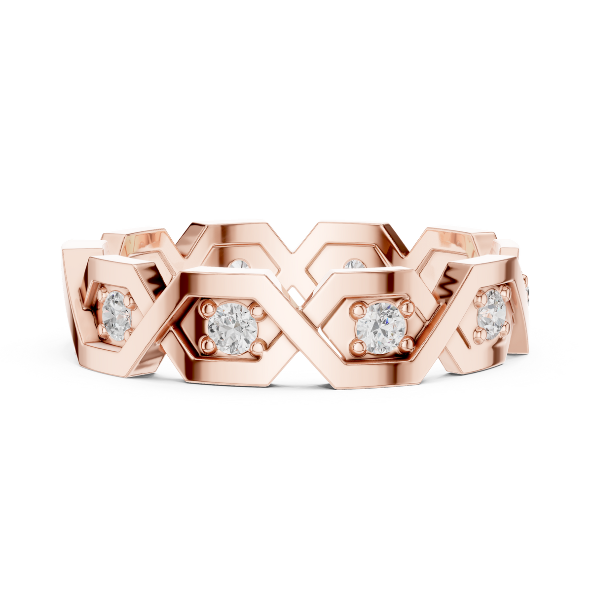 Modern Diamond Pattern Wedding Band Ring – view 5 of 12, lab grown diamond band | Jewelix Atelier