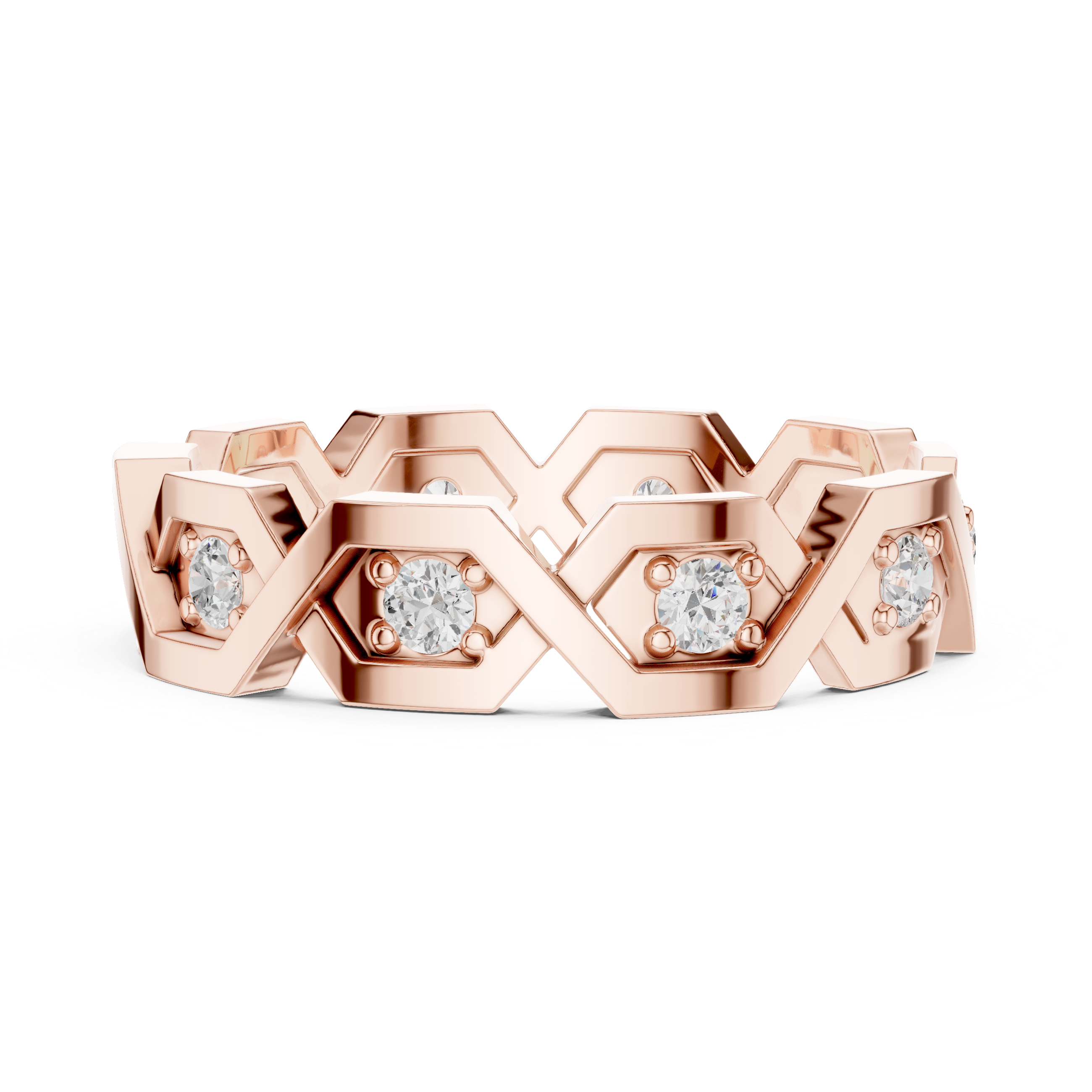Modern Diamond Pattern Wedding Band Ring