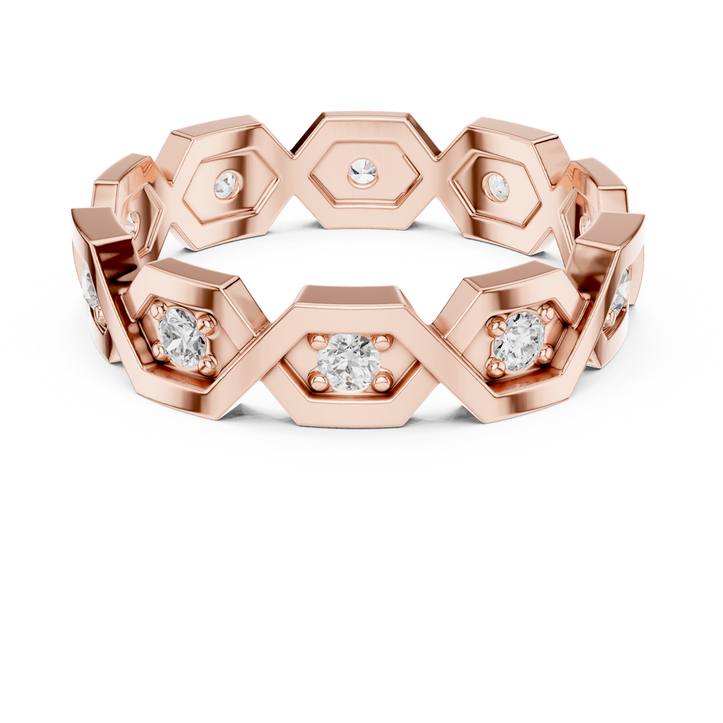Modern Diamond Pattern Wedding Band Ring