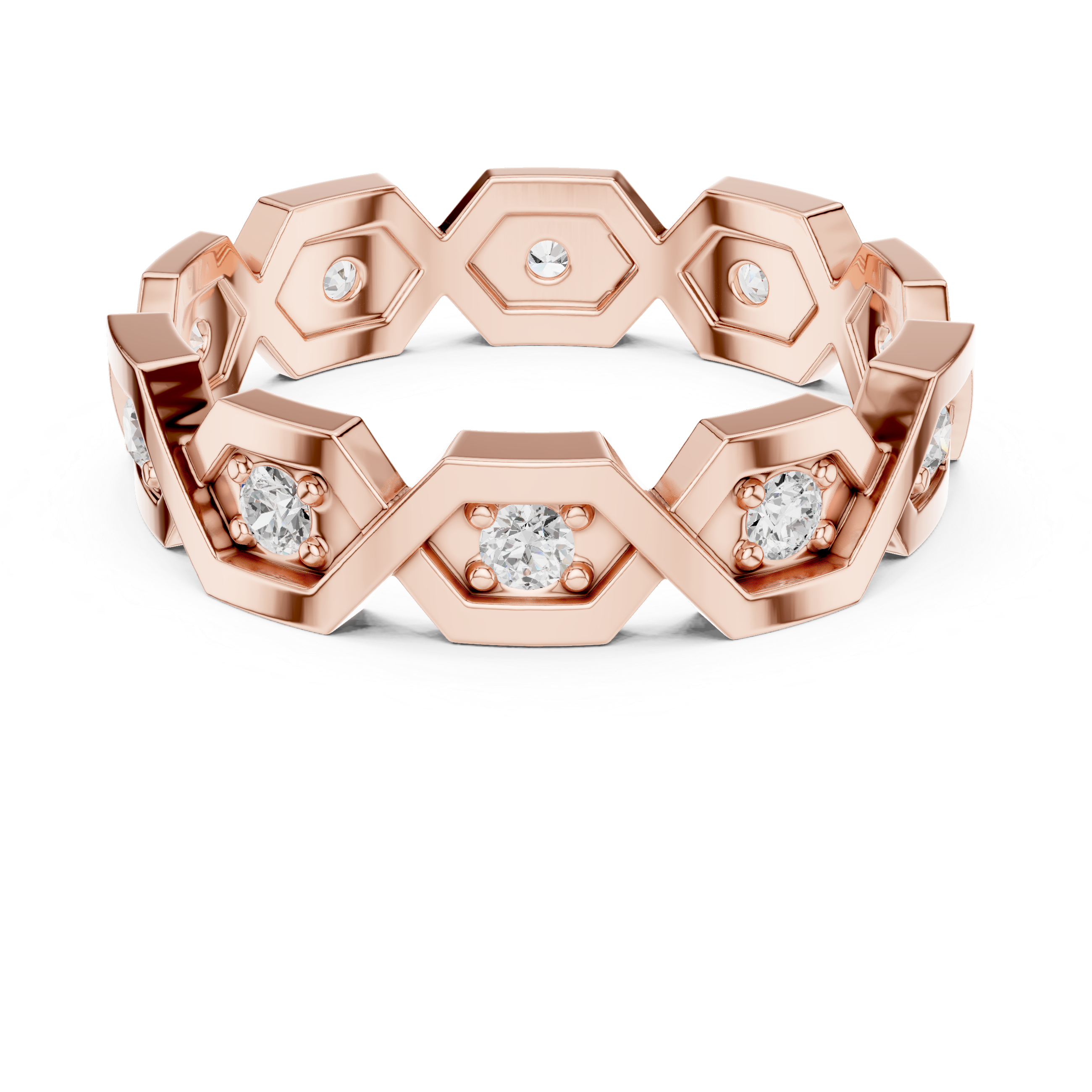 Modern Diamond Pattern Wedding Band Ring