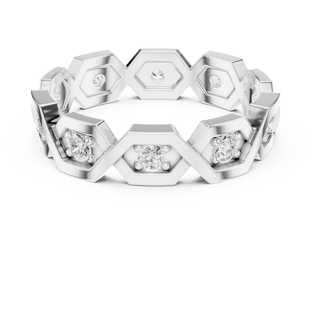 Modern Diamond Pattern Wedding Band Ring