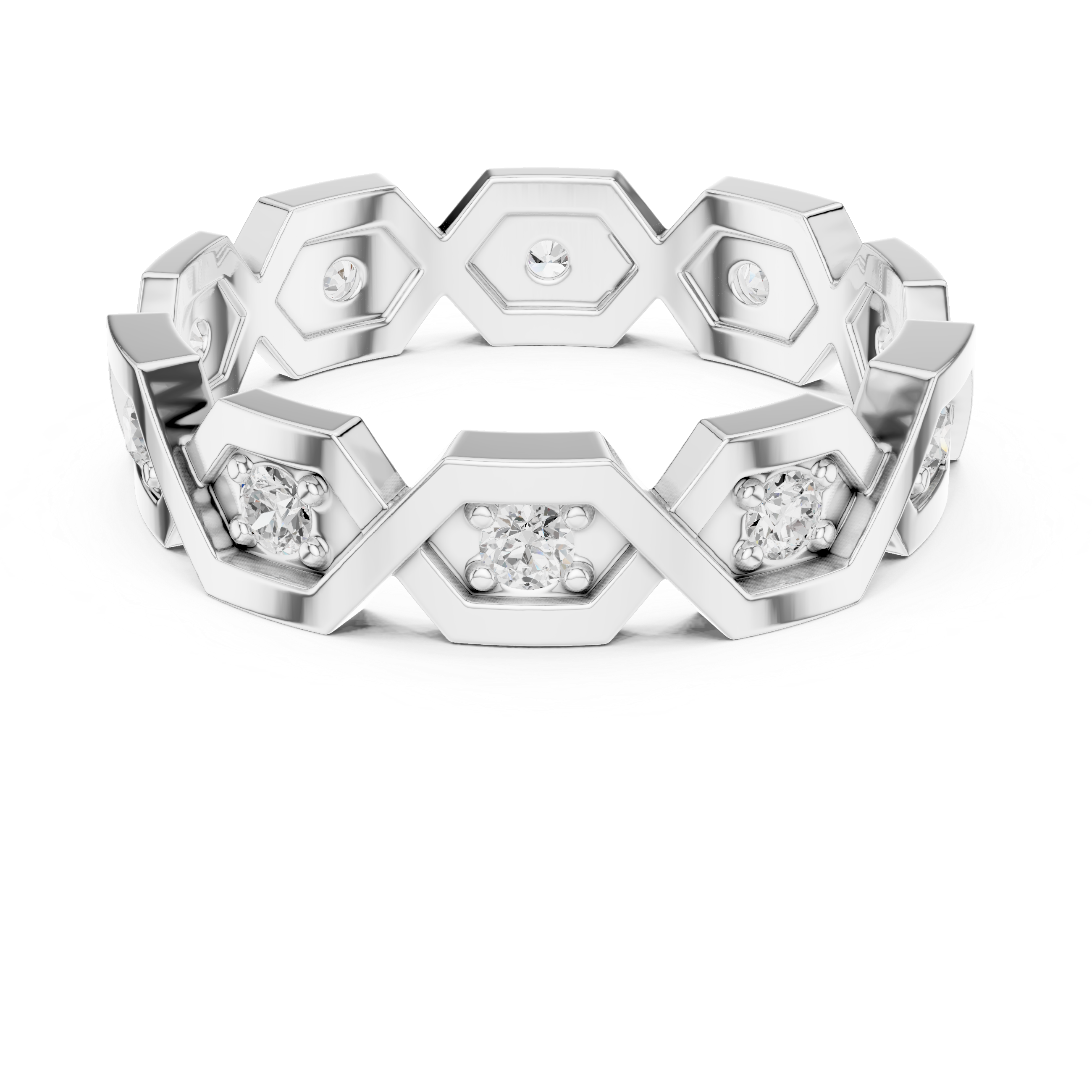 Modern Diamond Pattern Wedding Band Ring