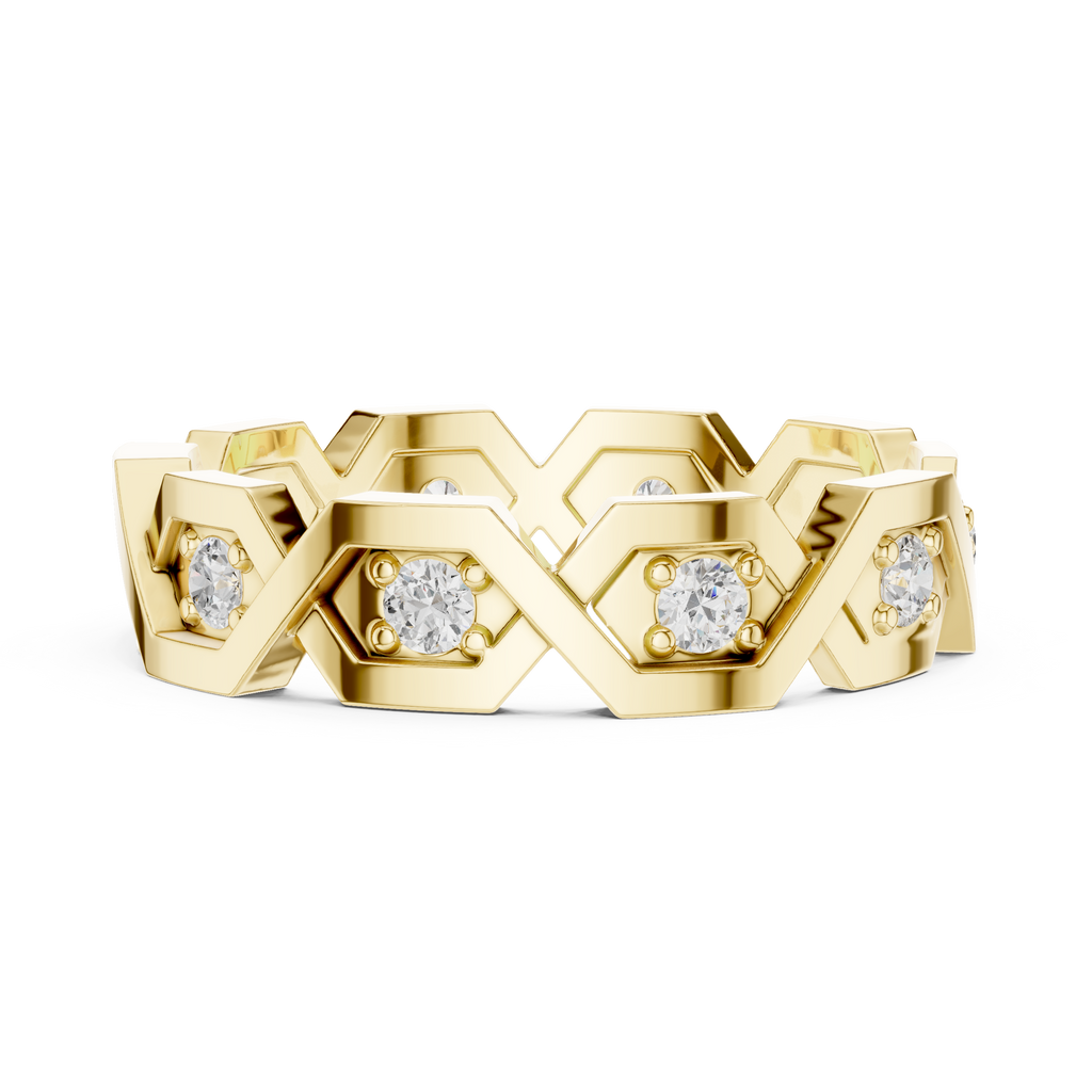 Modern Diamond Pattern Wedding Band Ring