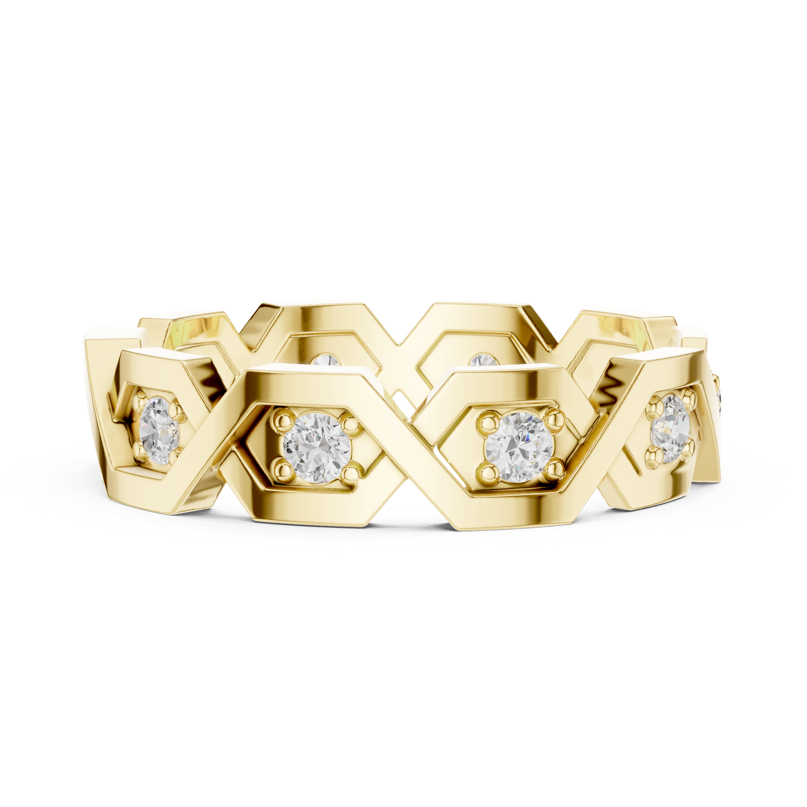 Modern Diamond Pattern Wedding Band Ring
