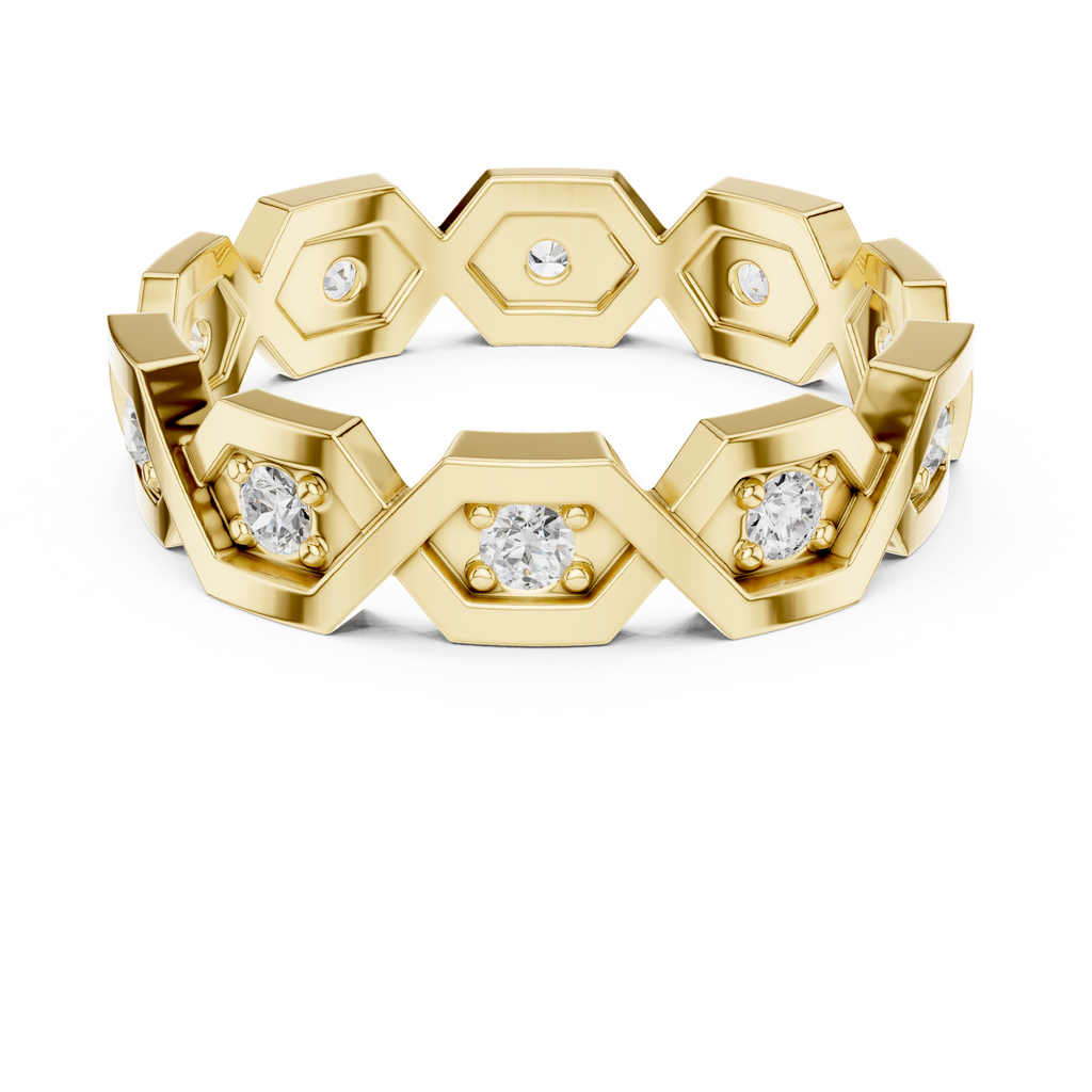 Modern Diamond Pattern Wedding Band Ring