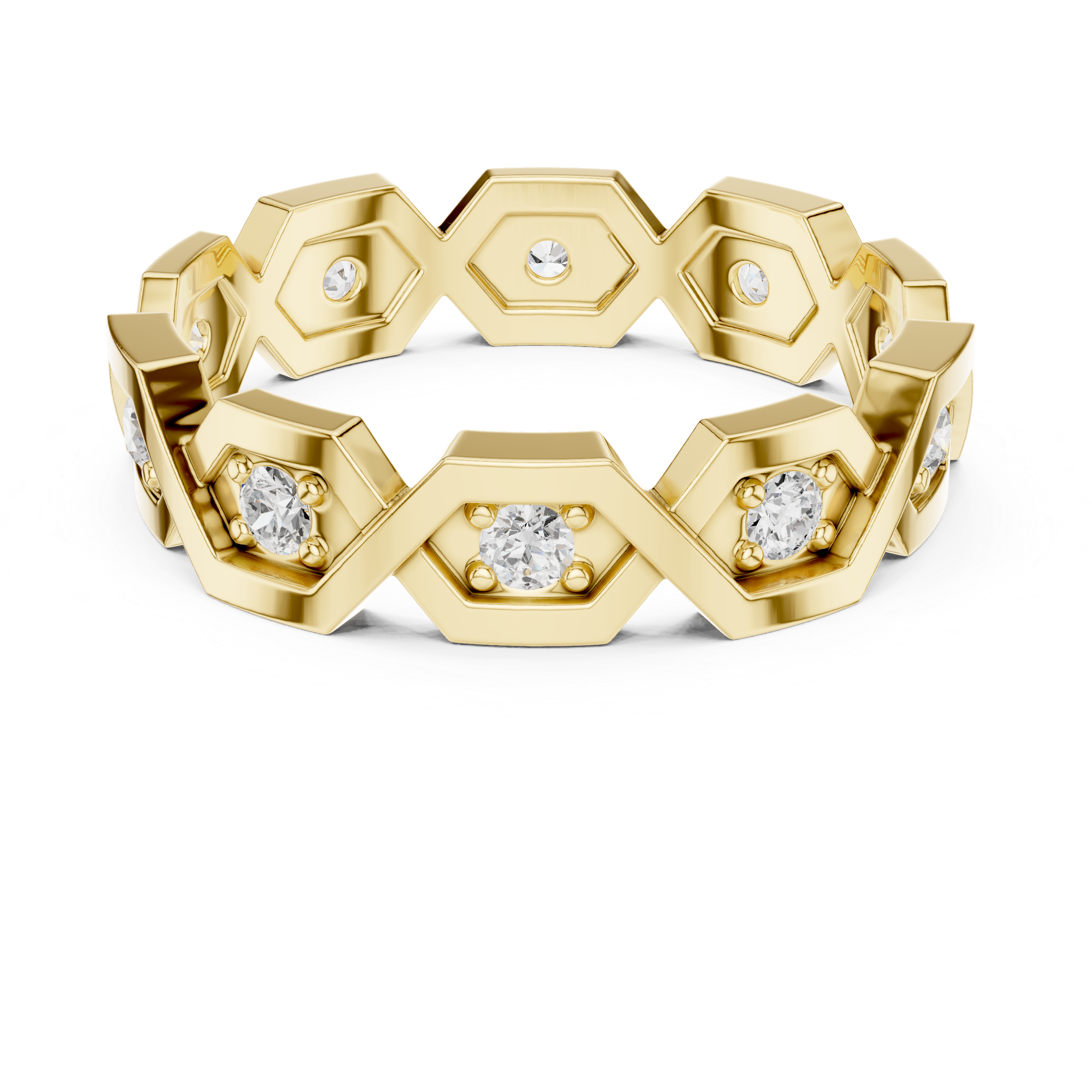 Modern Diamond Pattern Wedding Band Ring
