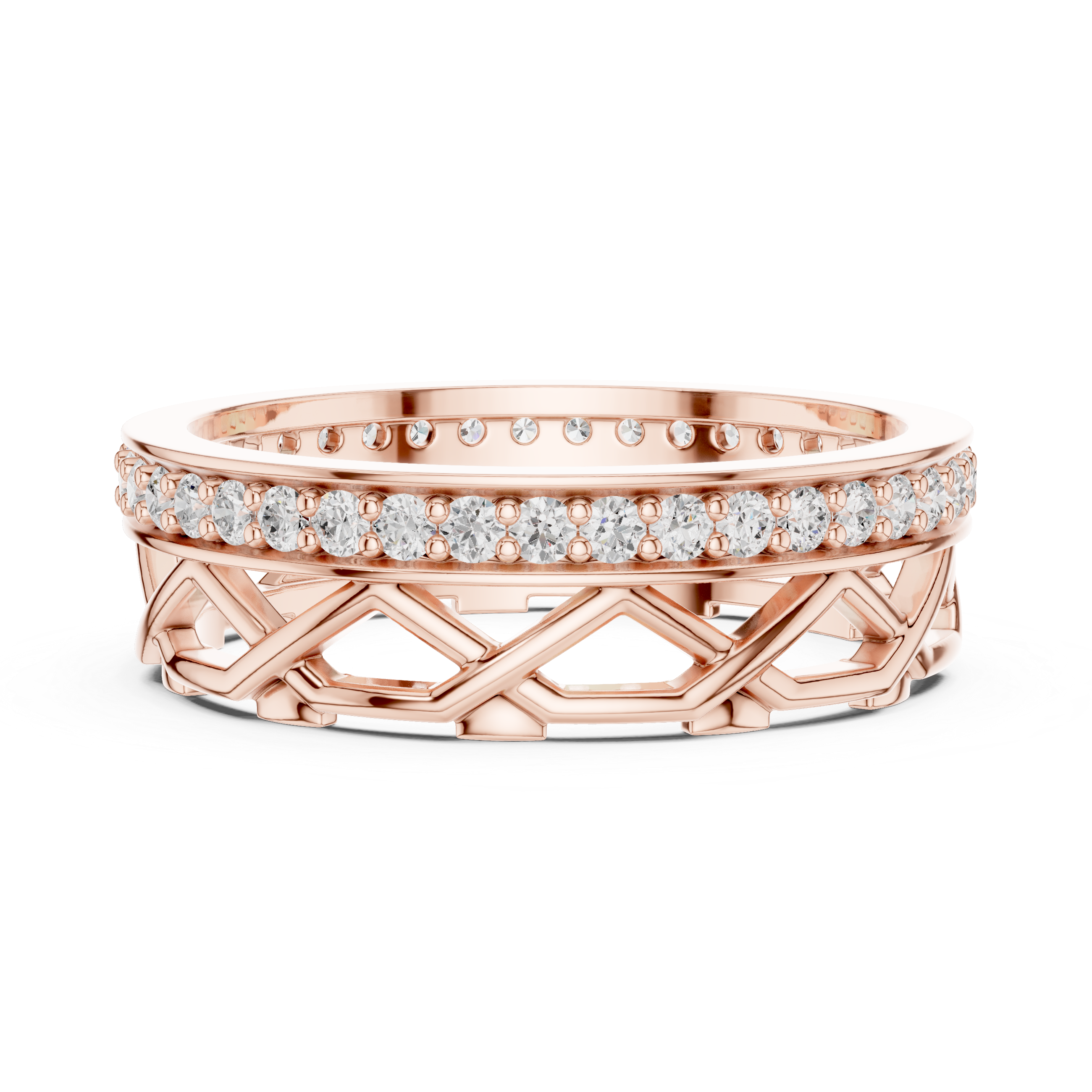 Lattice Pavé Diamond Eternity Band in 14K & 18K Gold