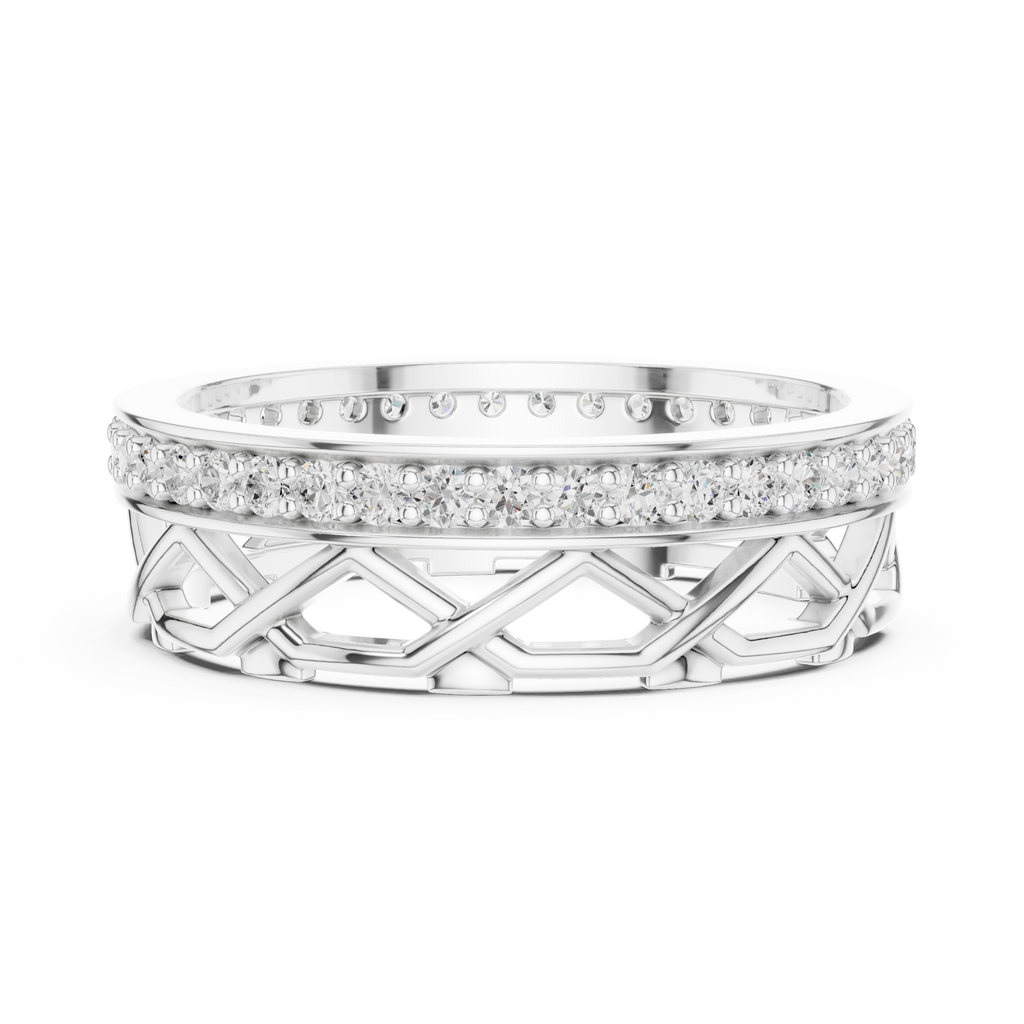 Lattice Pavé Diamond Eternity Band in 14K & 18K Gold