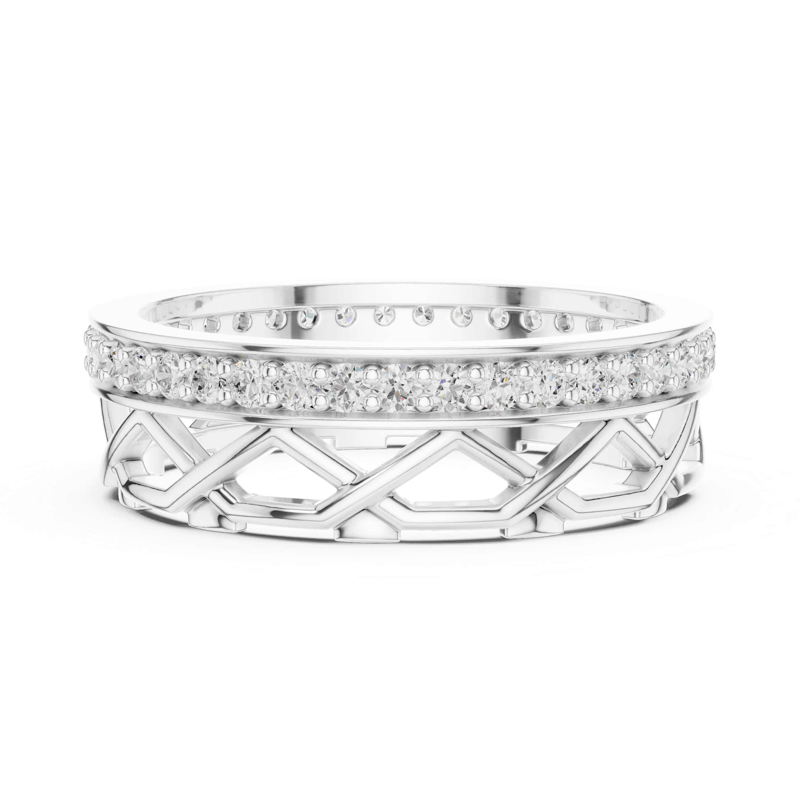 Lattice Pavé Diamond Eternity Band in 14K & 18K Gold