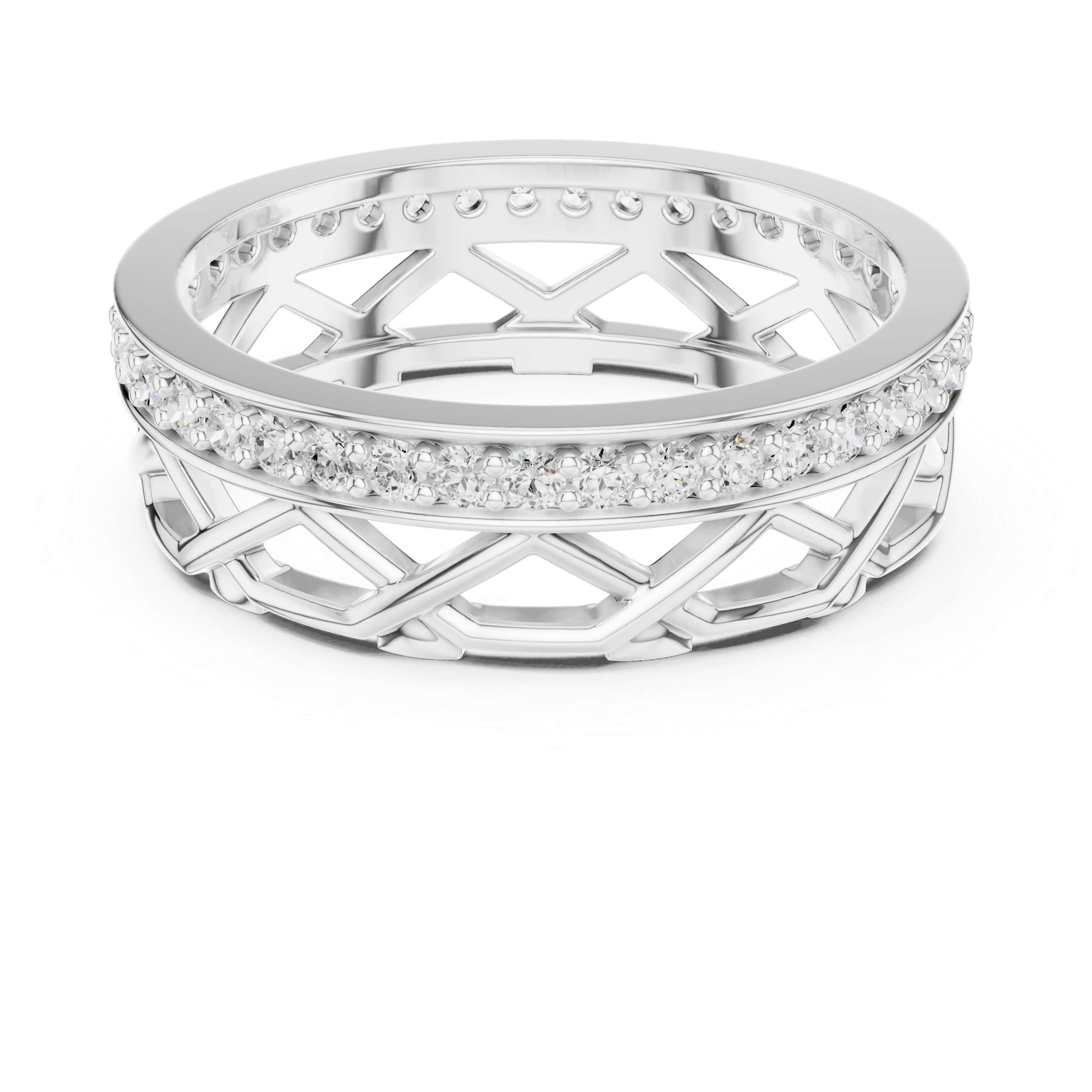 Lattice Pavé Diamond Eternity Band in 14K & 18K Gold