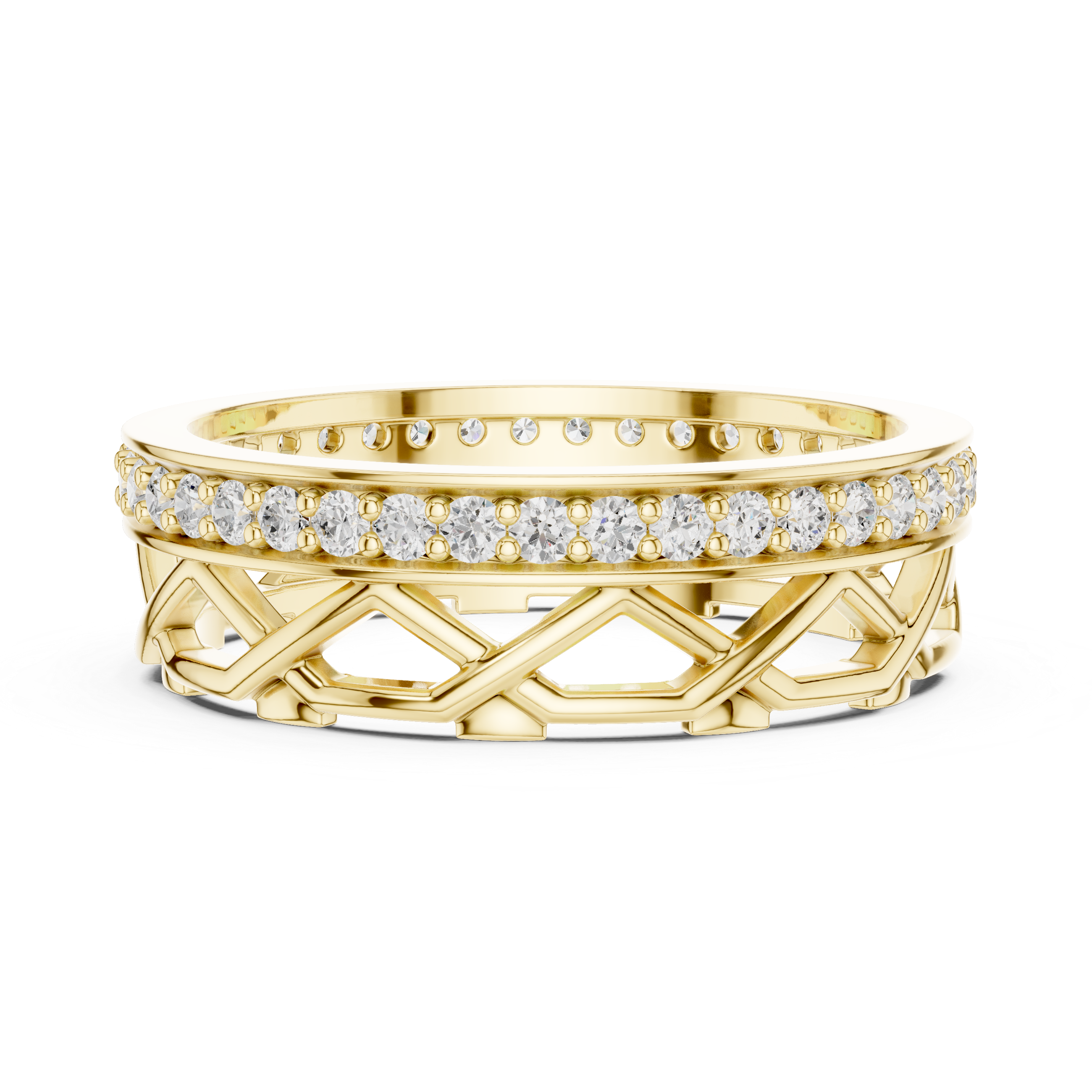 Lattice Pavé Diamond Eternity Band in 14K & 18K Gold