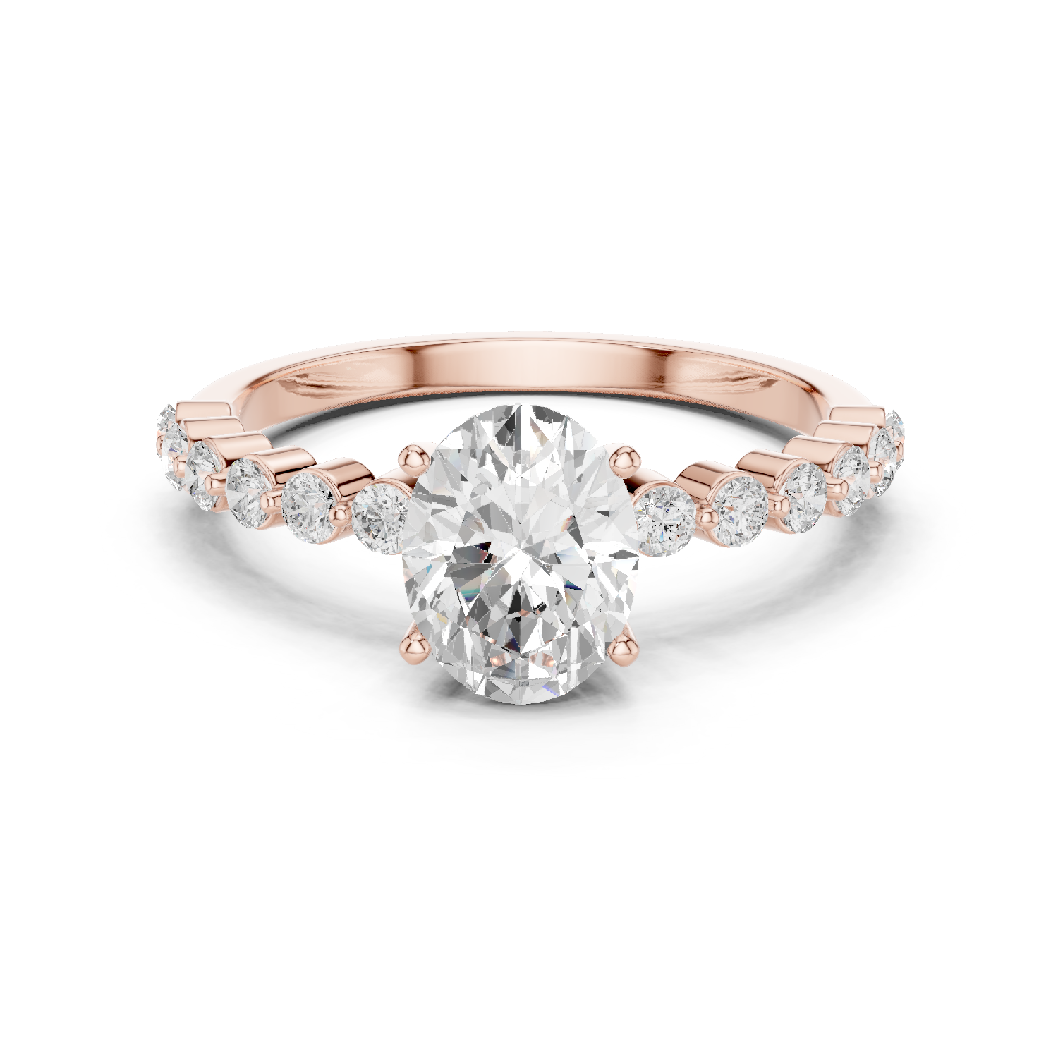 Oval Cut Diamond Engagement Ring with Bubble Band