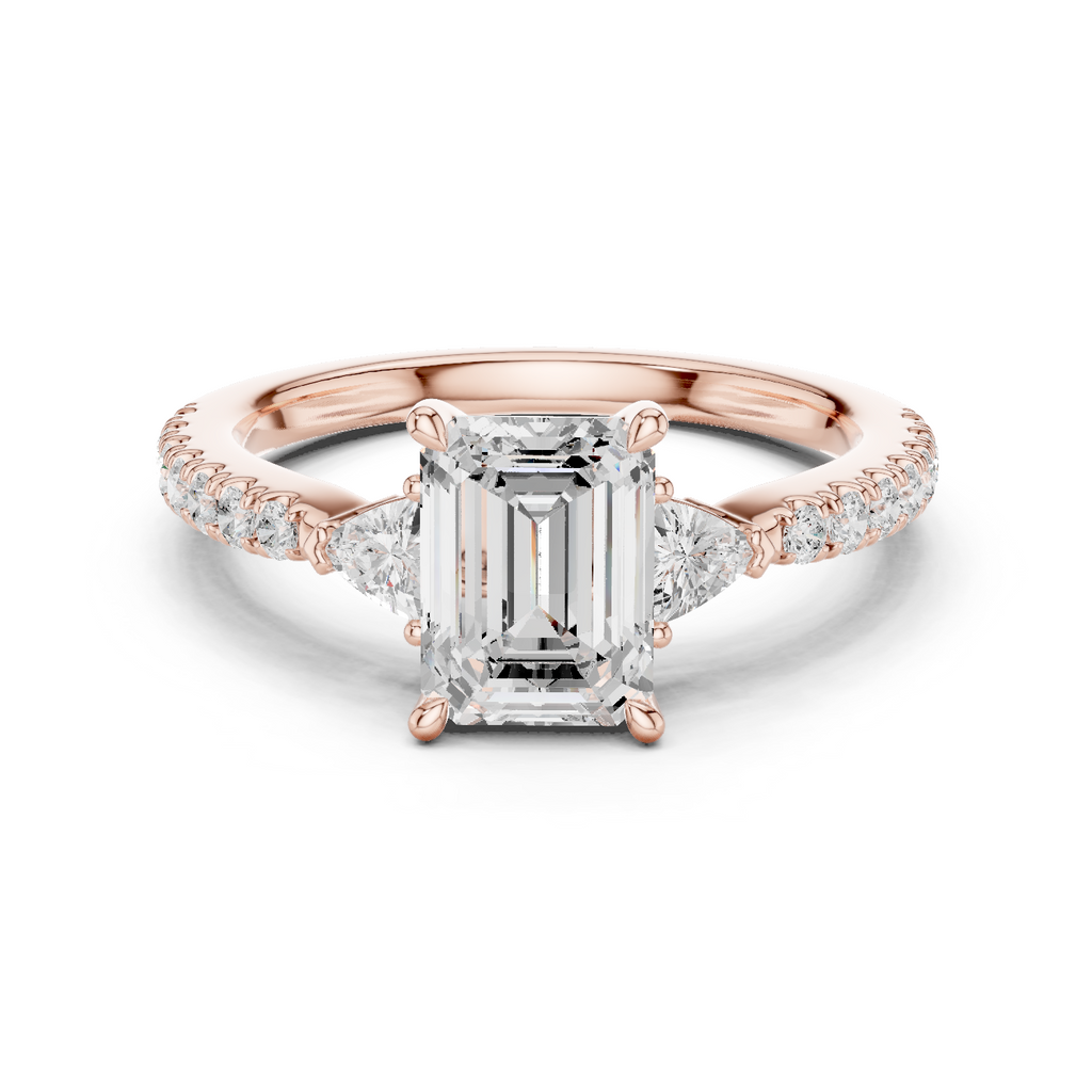 Emerald Cut Three Stone Diamond Engagement Ring