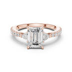 Emerald Cut Three Stone Diamond Engagement Ring