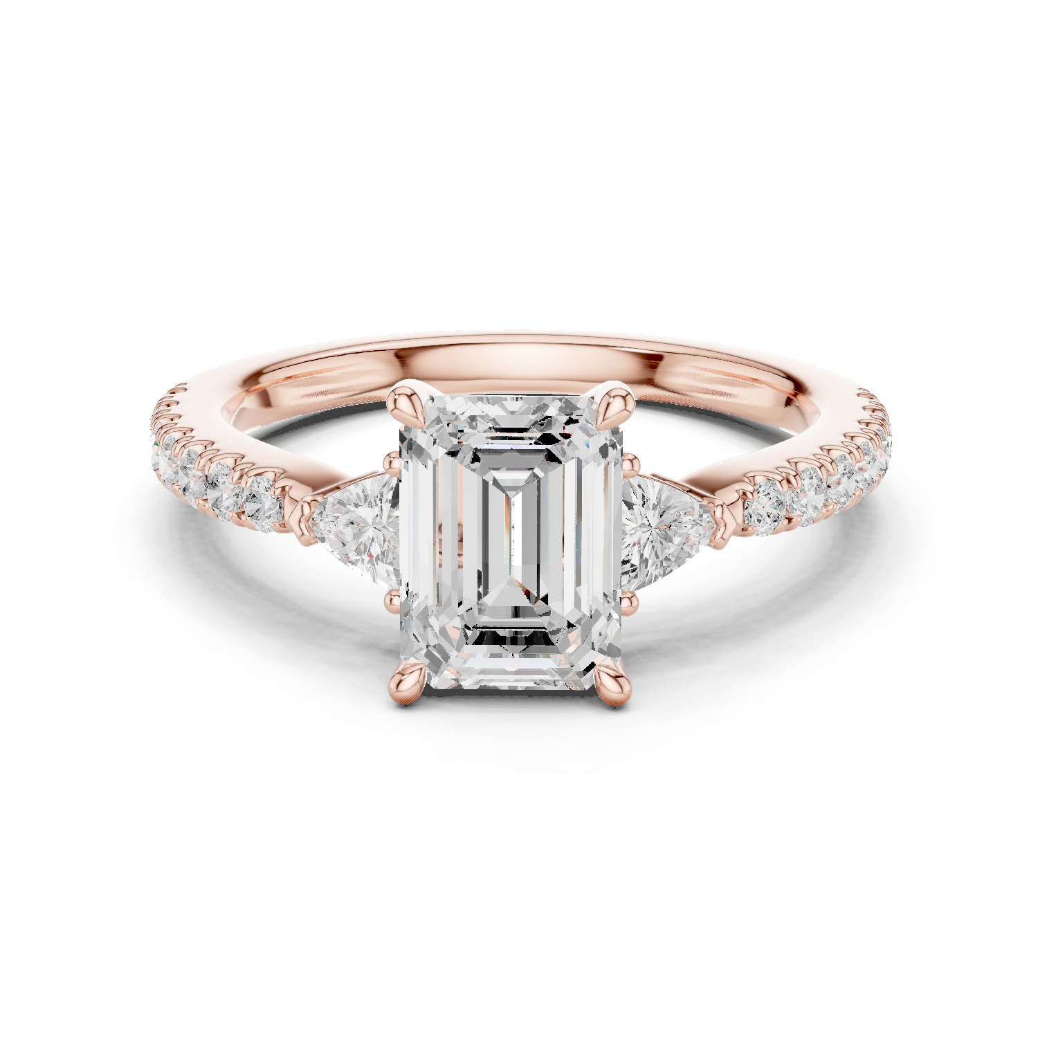 Emerald Cut Three Stone Diamond Engagement Ring
