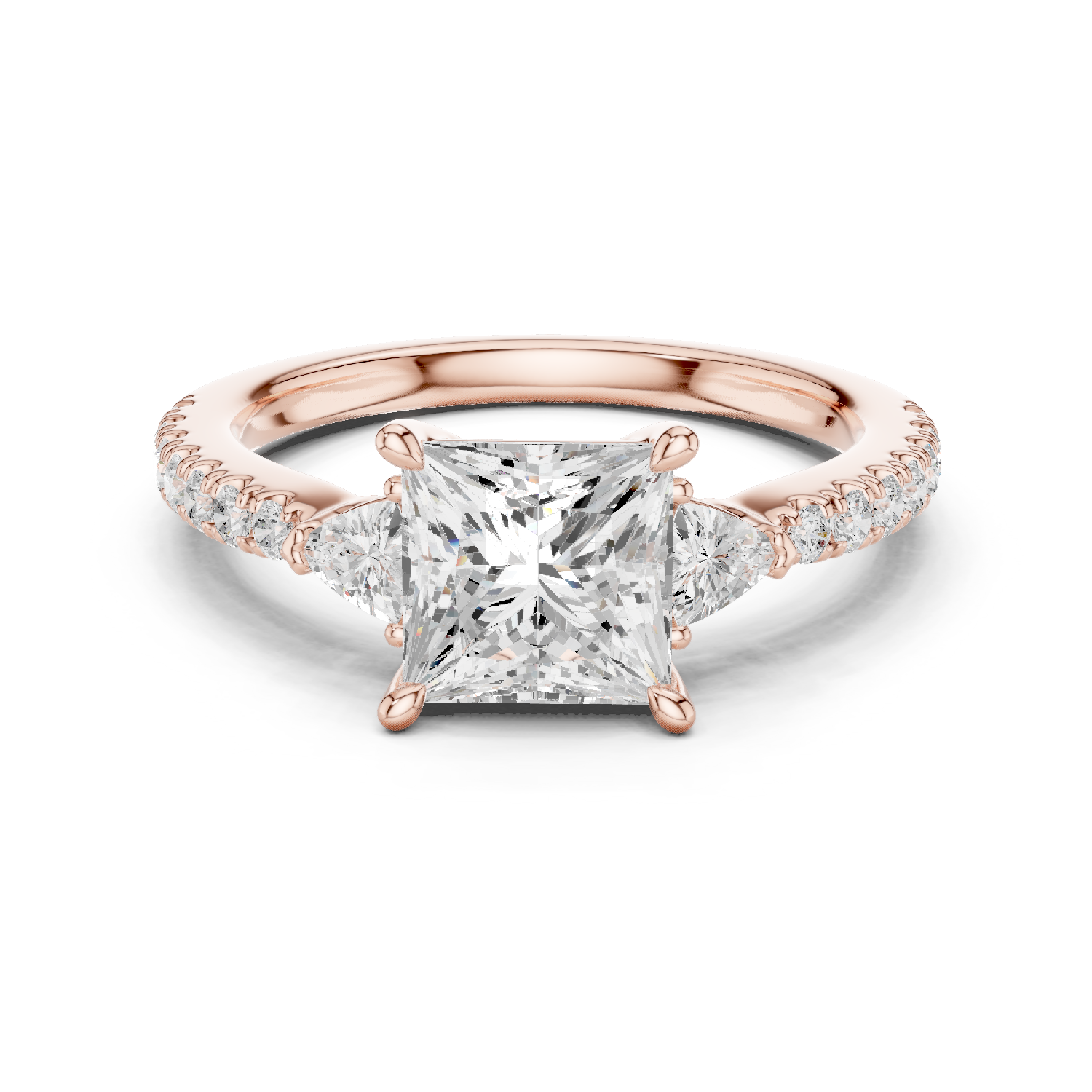 Princess Cut Three Stone Diamond Engagement Ring