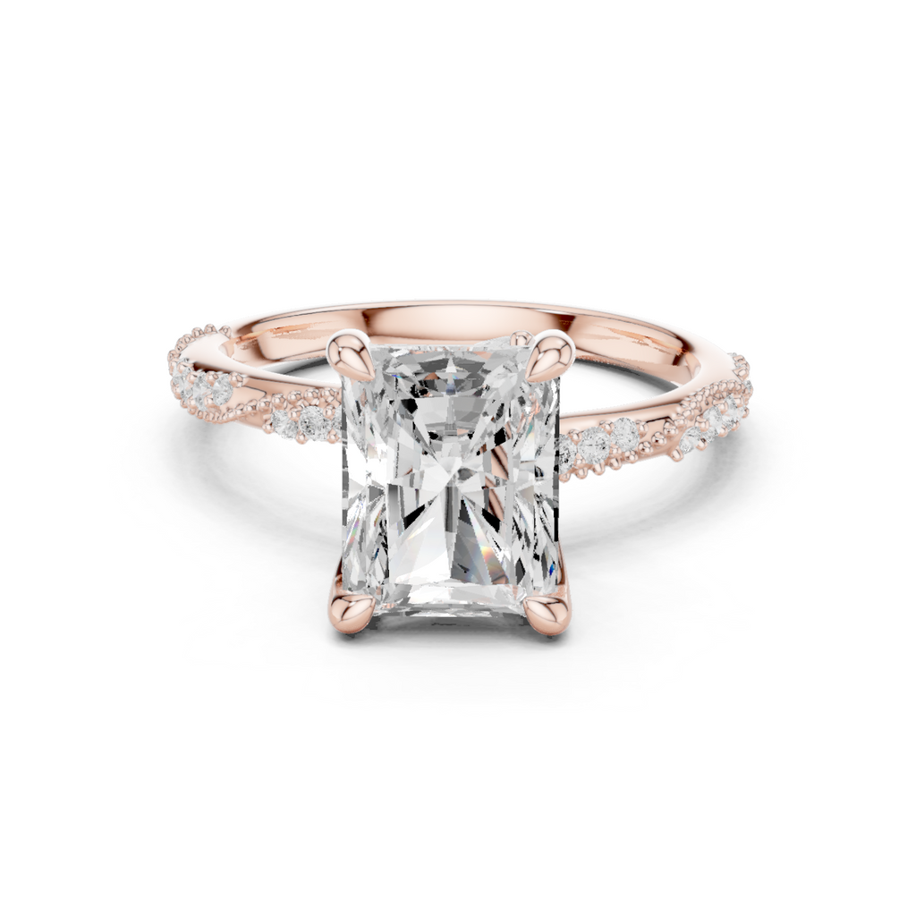 Radiant Cut Diamond Twisted Pavé Engagement Ring