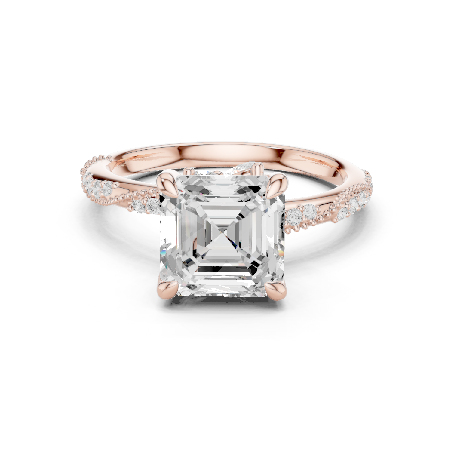 2.93 CT Asscher Cut Diamond Engagement Ring with Hidden Marquise Accents