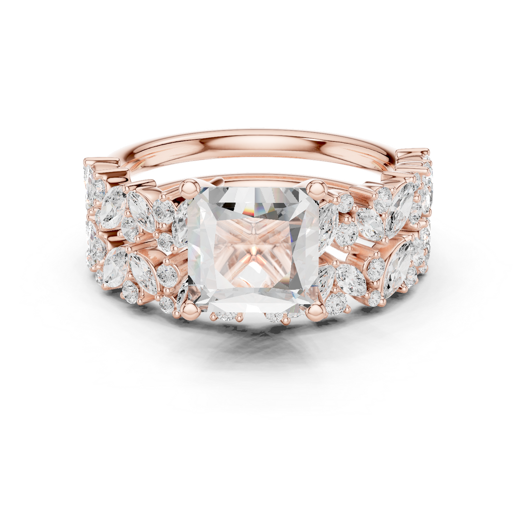 Princess Cut Multi-Row Diamond Statement Ring