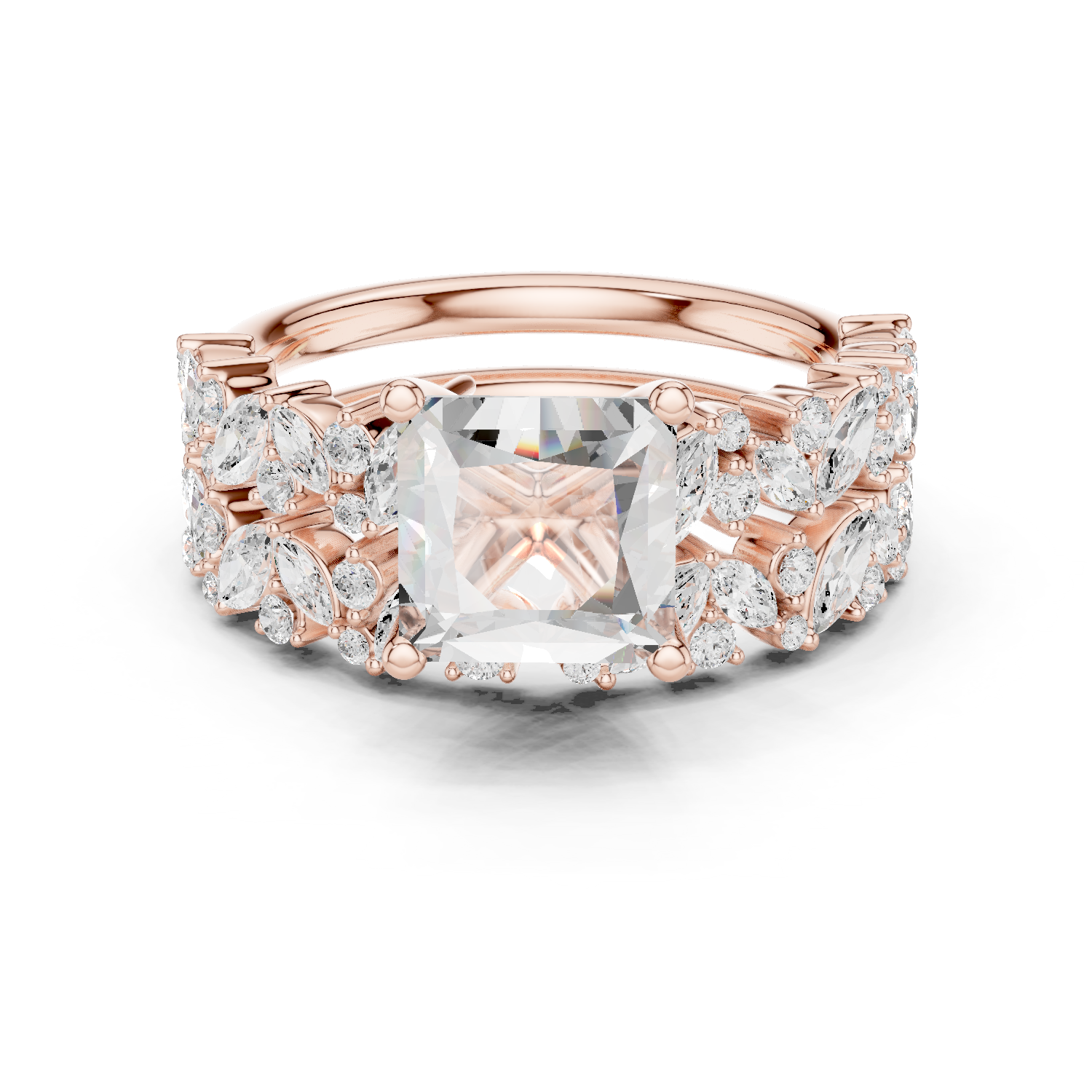 Princess Cut Multi-Row Diamond Statement Ring