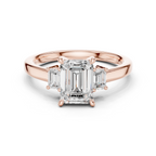 Emerald Cut Three Stone Diamond Engagement Ring