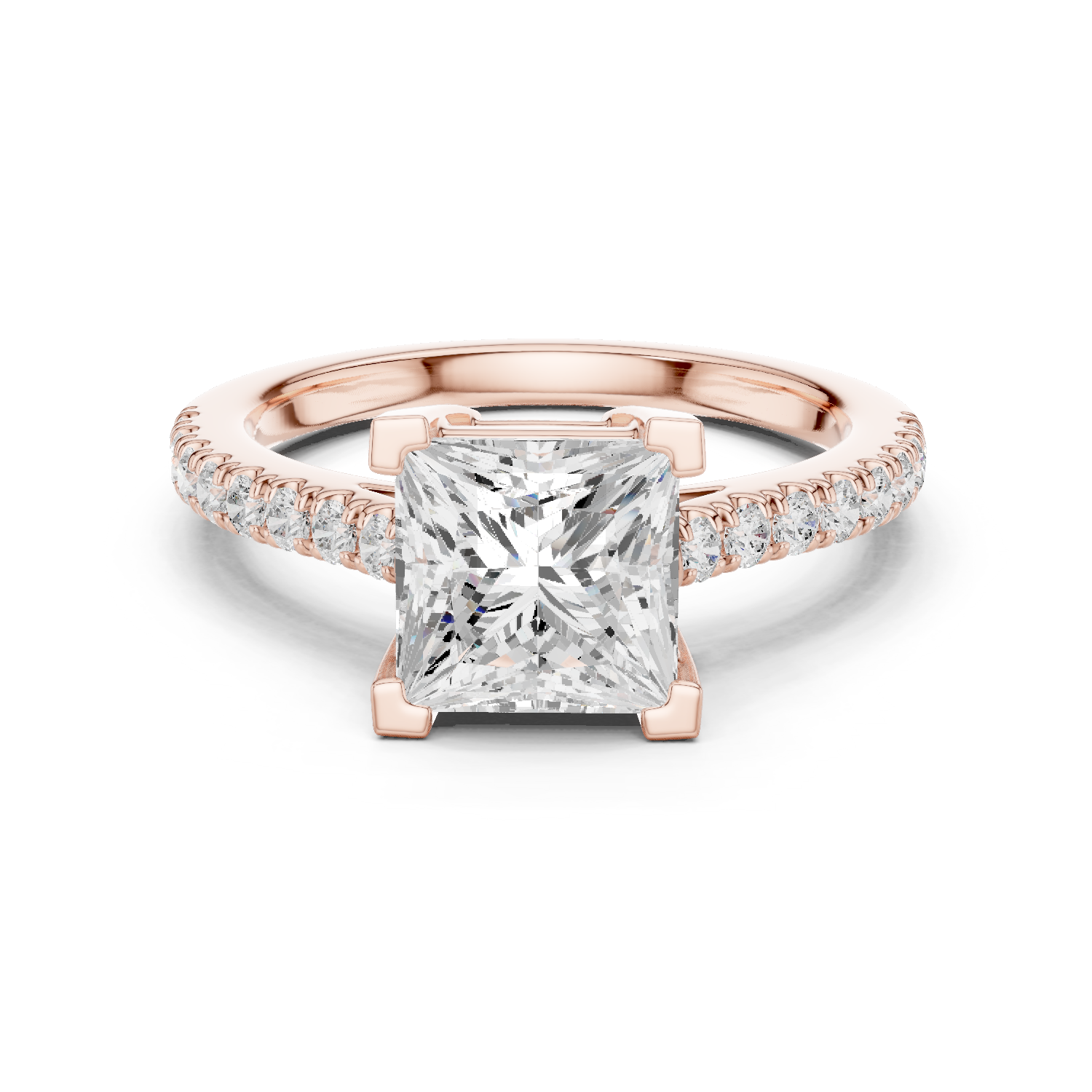 Princess Cut Pavé Diamond Engagement Ring