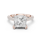 Princess Cut Hidden Halo Double Pavé Diamond Engagement Ring