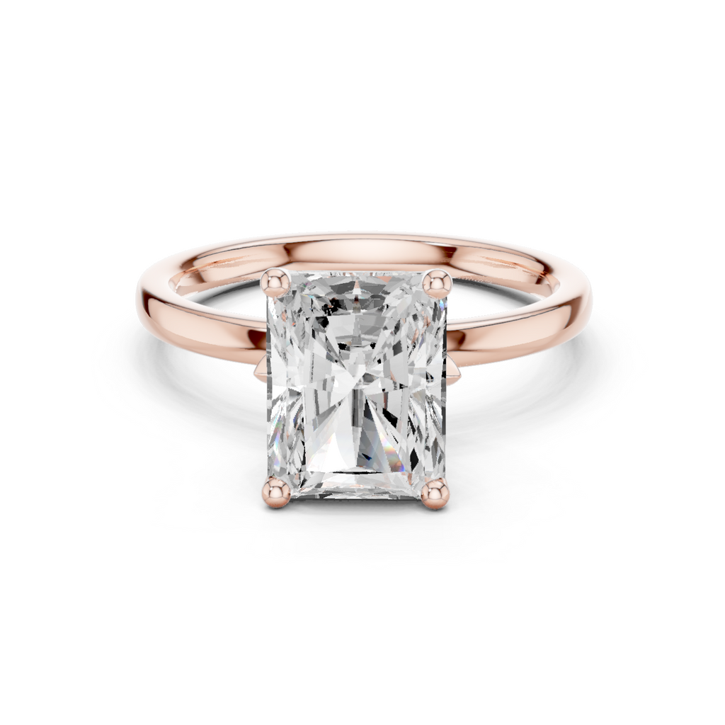 Radiant Cut Solitaire Engagement Ring with Hidden Halo Basket