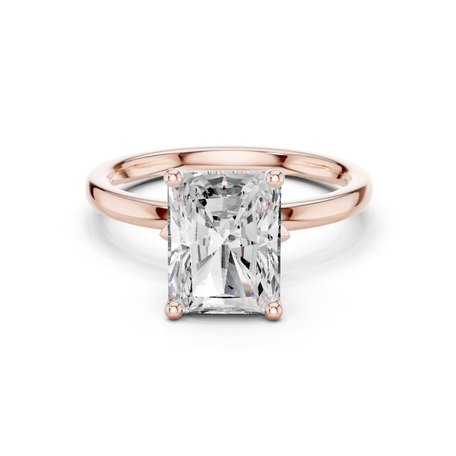 Radiant Cut Solitaire Engagement Ring with Hidden Halo Basket