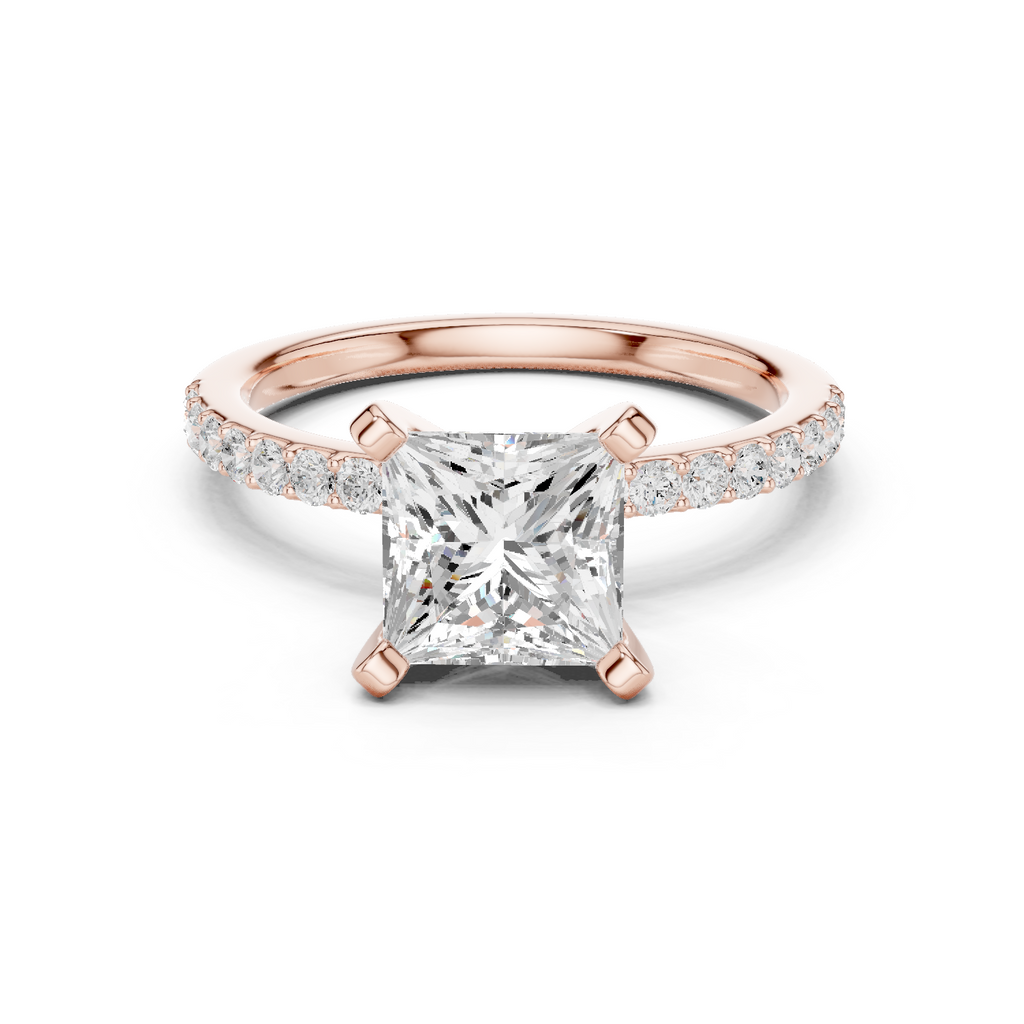 Princess Cut Pavé Diamond Engagement Ring