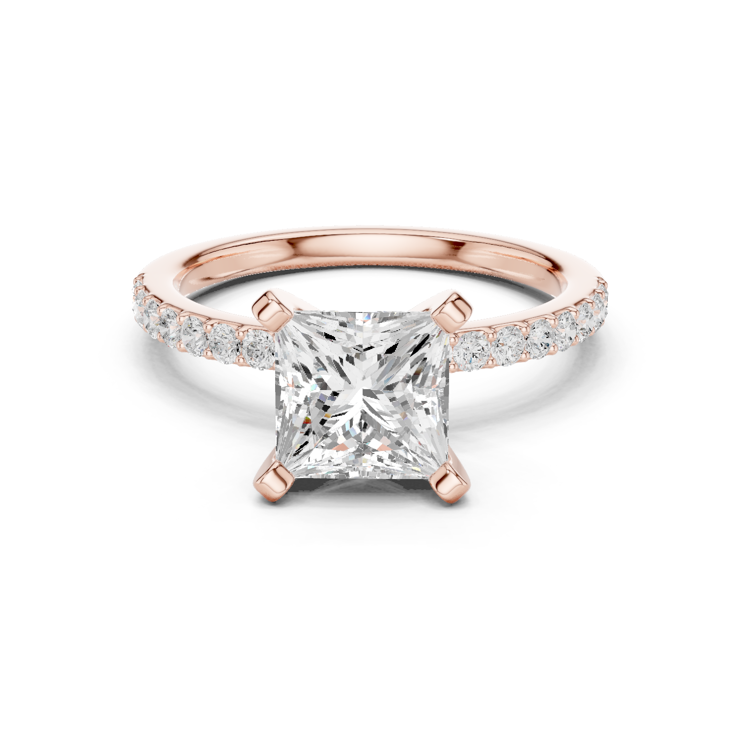 Princess Cut Pavé Diamond Engagement Ring