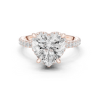 3.50 CT Heart Cut Hidden Halo Diamond Engagement Ring with Pavé Band