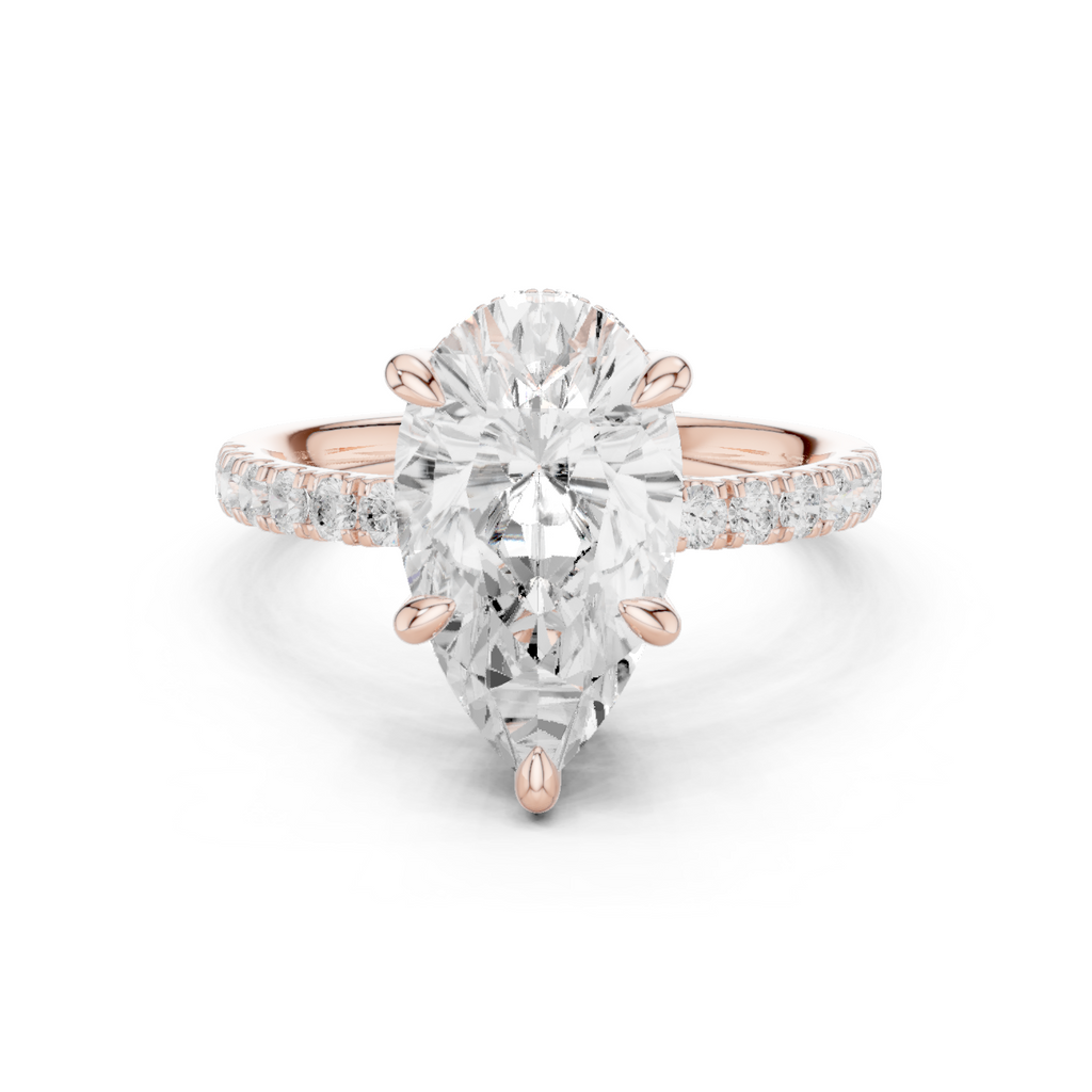 Pear Cut Hidden Halo Diamond Engagement Ring