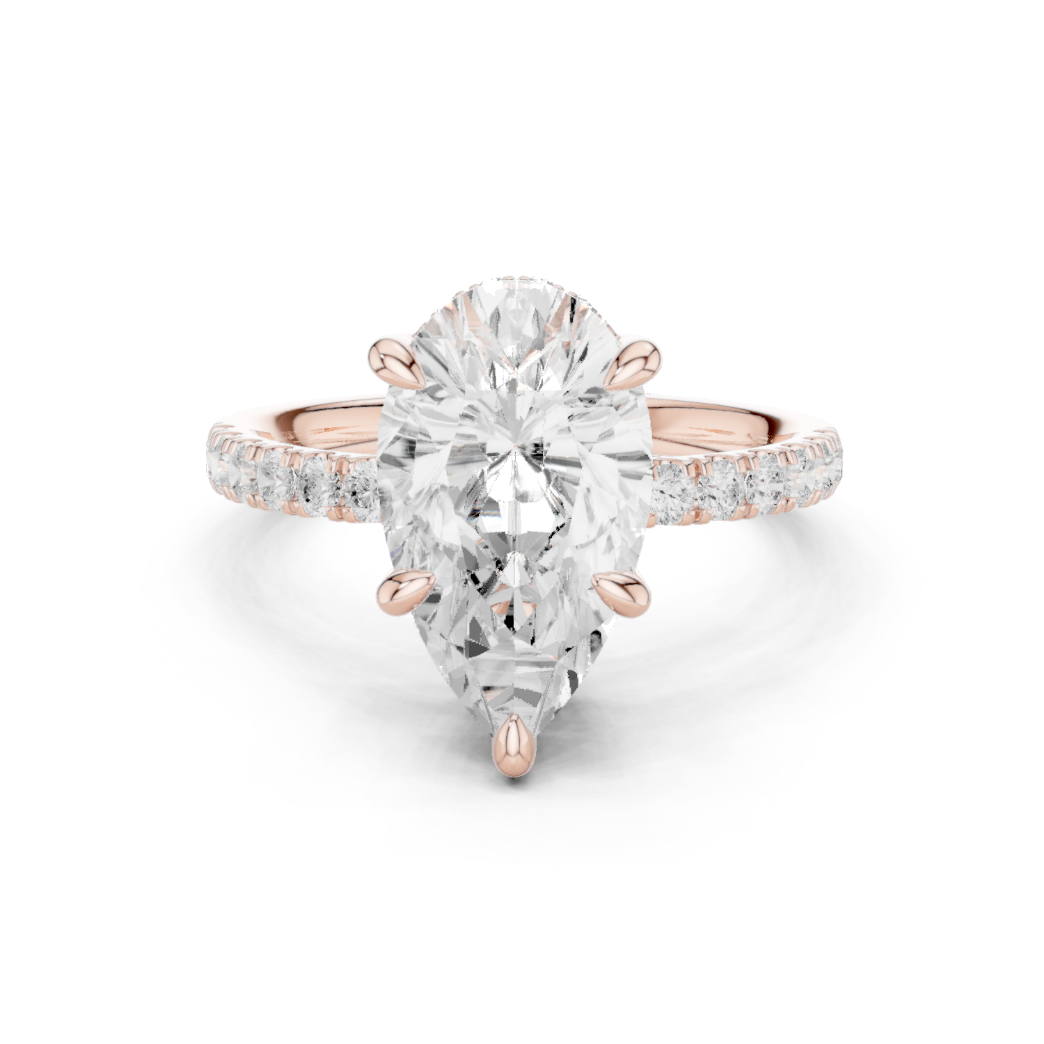 Pear Cut Hidden Halo Diamond Engagement Ring