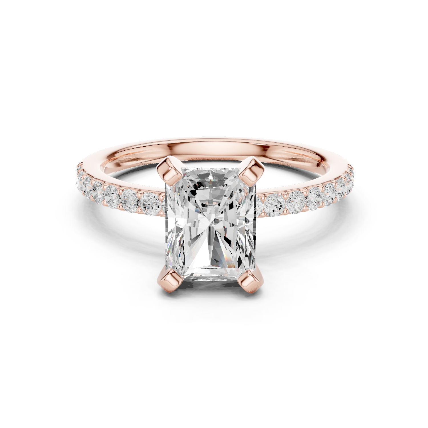 Radiant Cut Pavé Diamond Engagement Ring